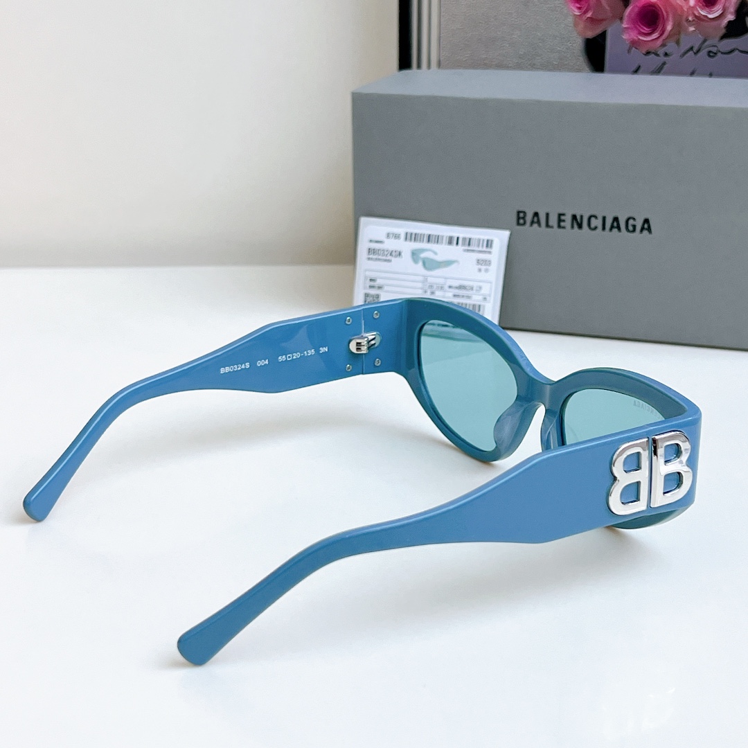Bagsaaa Ba1en*iaga Bossy Round Af Sunglasses in Blue