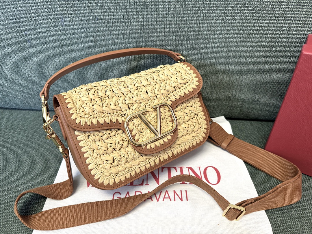 Bagsaaa Va1e*ntin0 Garavani Alltime Raffia Shoulder Bag - 23.5cm