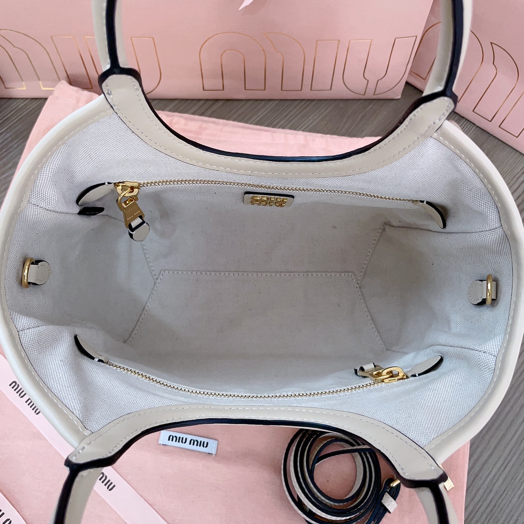Bagsaaa Miu Miu IVY leather bag small beige - 23.5cm