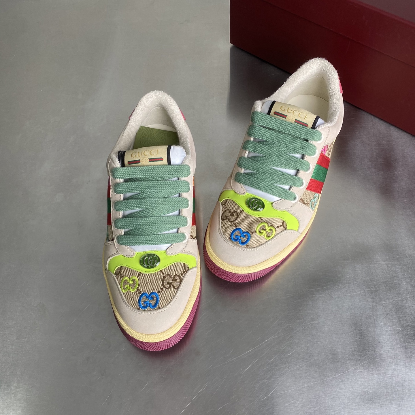 Bagsaa Gvc*1 Women's Screener sneaker 838873 Pink and green stripe