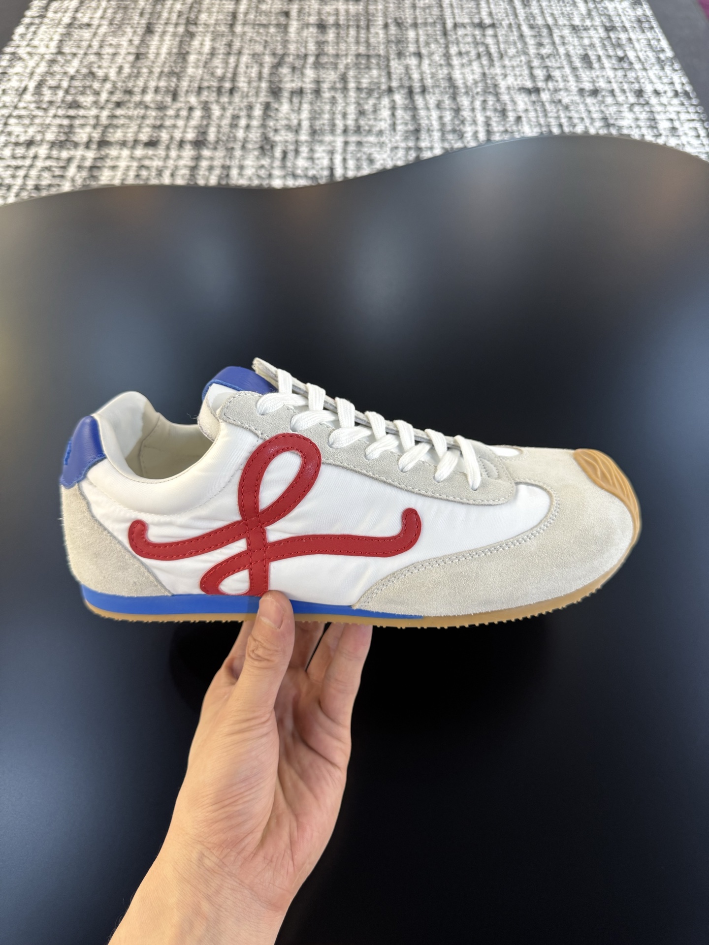 Bagsaaa L0ew* Ballet Runner 2.0 in nylon and calfskin white & red