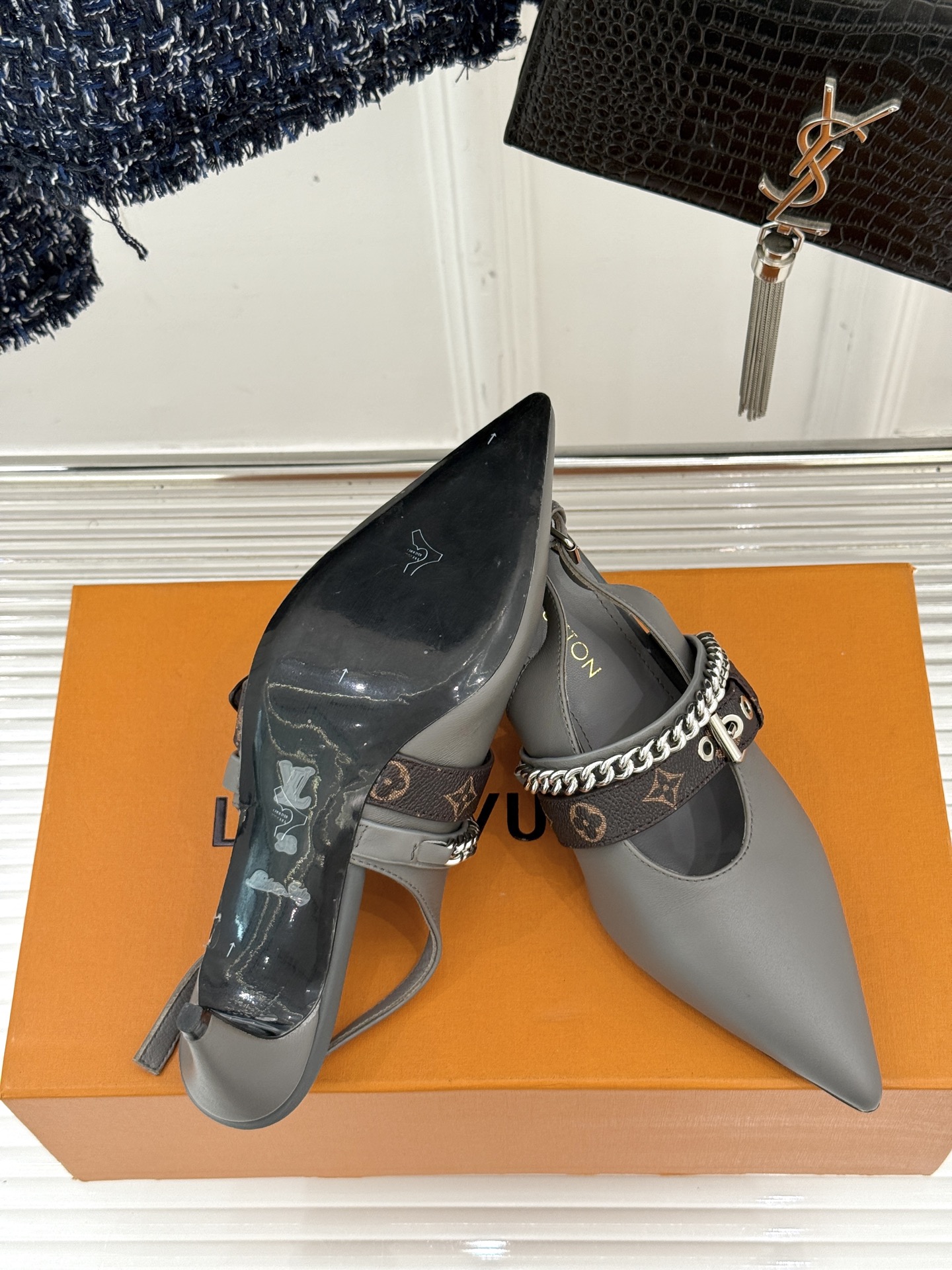 Bagsaaa LV Vibe Slingback Pump Gray 5.5cm
