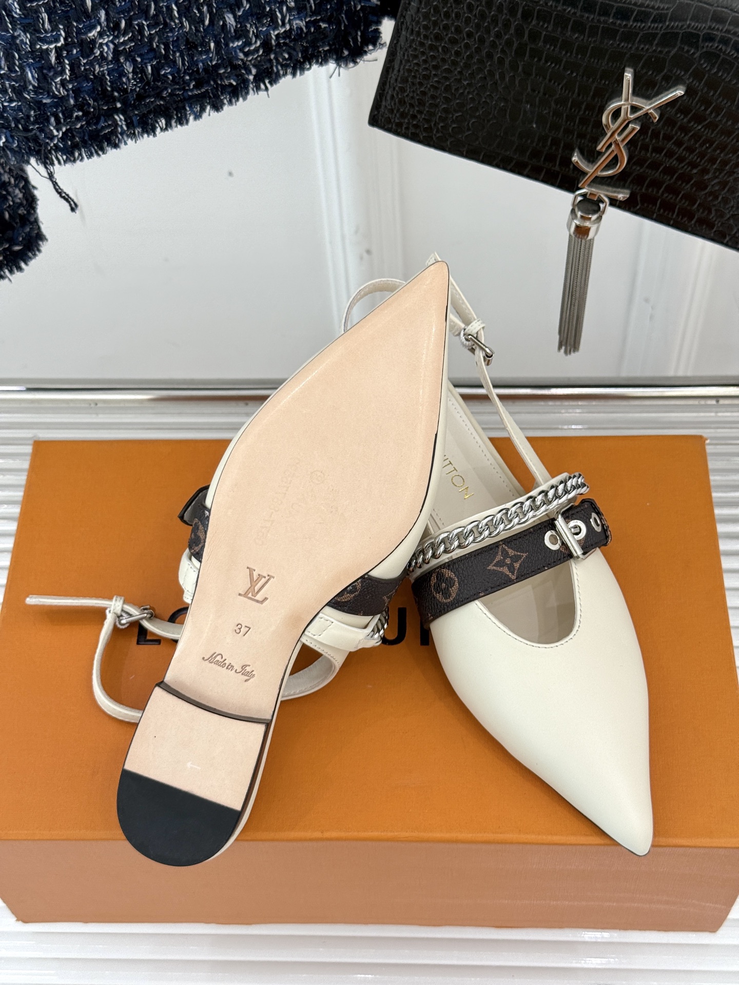 Bagsaaa LV Vibe Slingback Flat Ballerina Vanilla