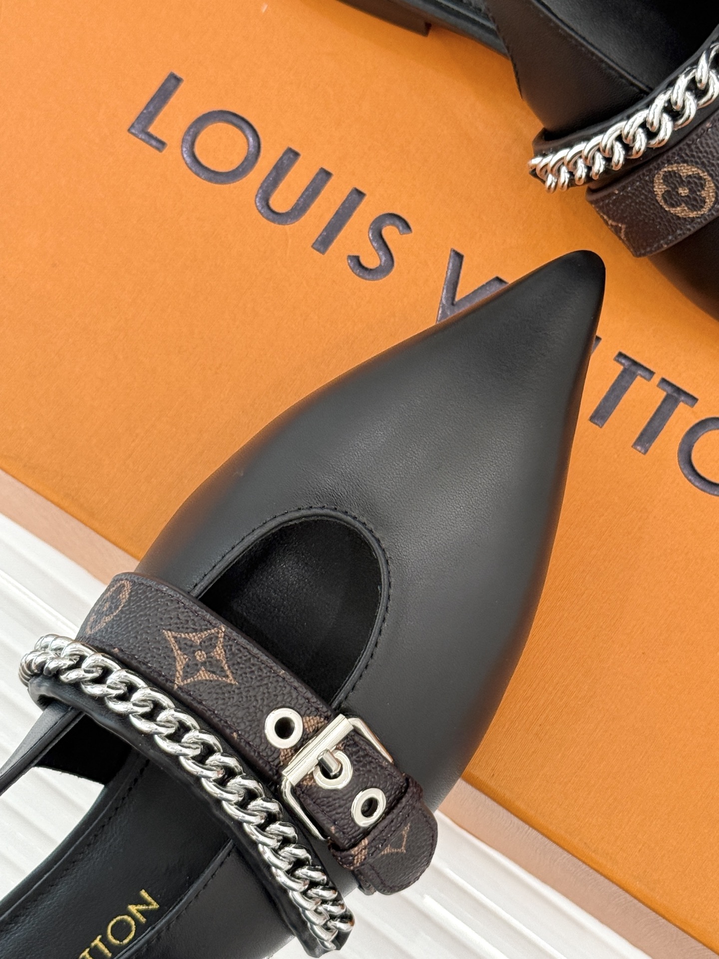 Bagsaaa LV Vibe Slingback Flat Ballerina Black