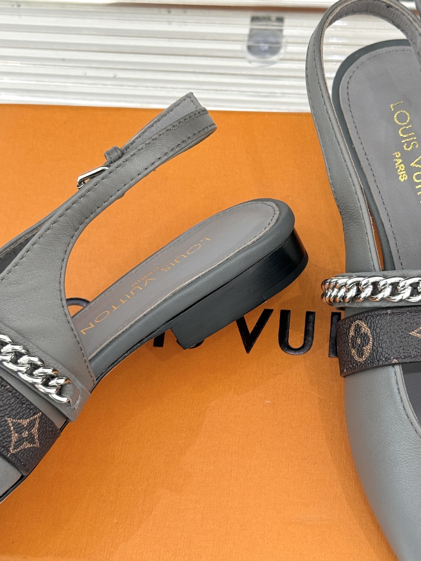 Bagsaaa LV Vibe Slingback Flat Ballerina Gray