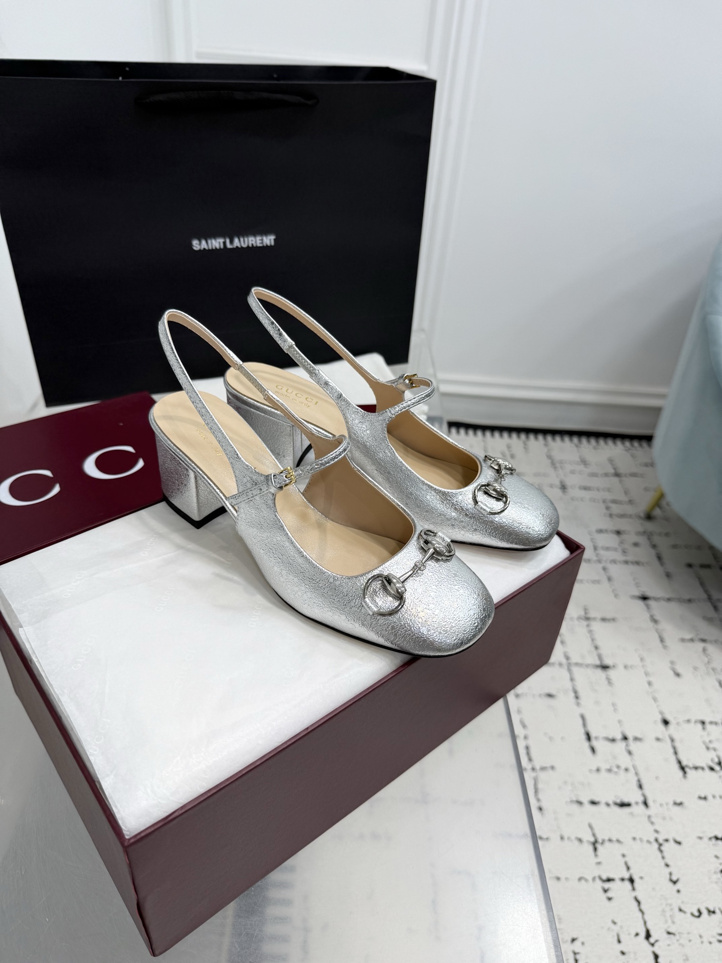 Bagsaaa Gvc*1 Women's Horsebit slingback 840833 silver