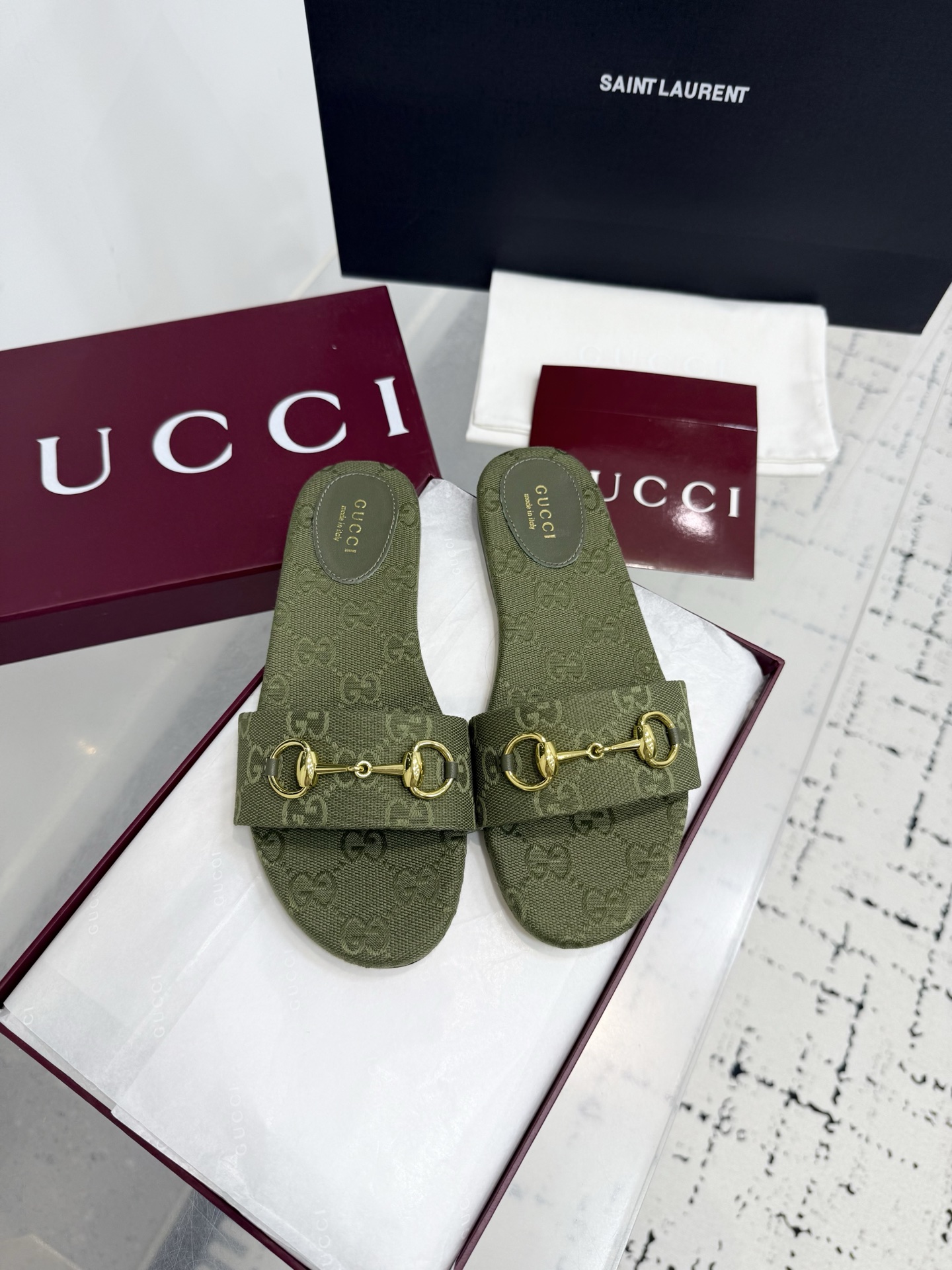 Bagsaaa Gvc*1 Women's slide sandal with Horsebit green