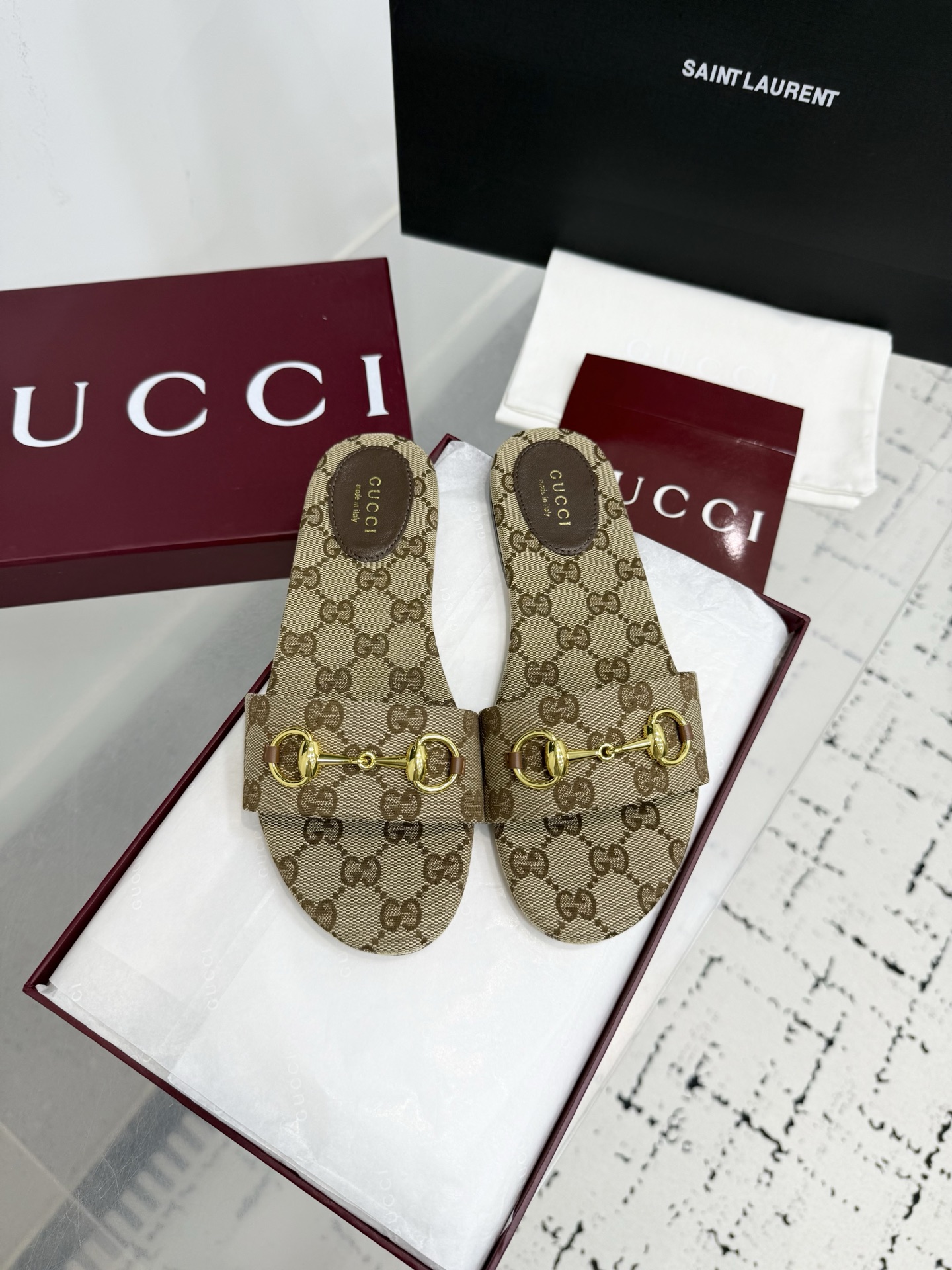 Bagsaaa Gvc*1 Women's slide sandal with Horsebit beige