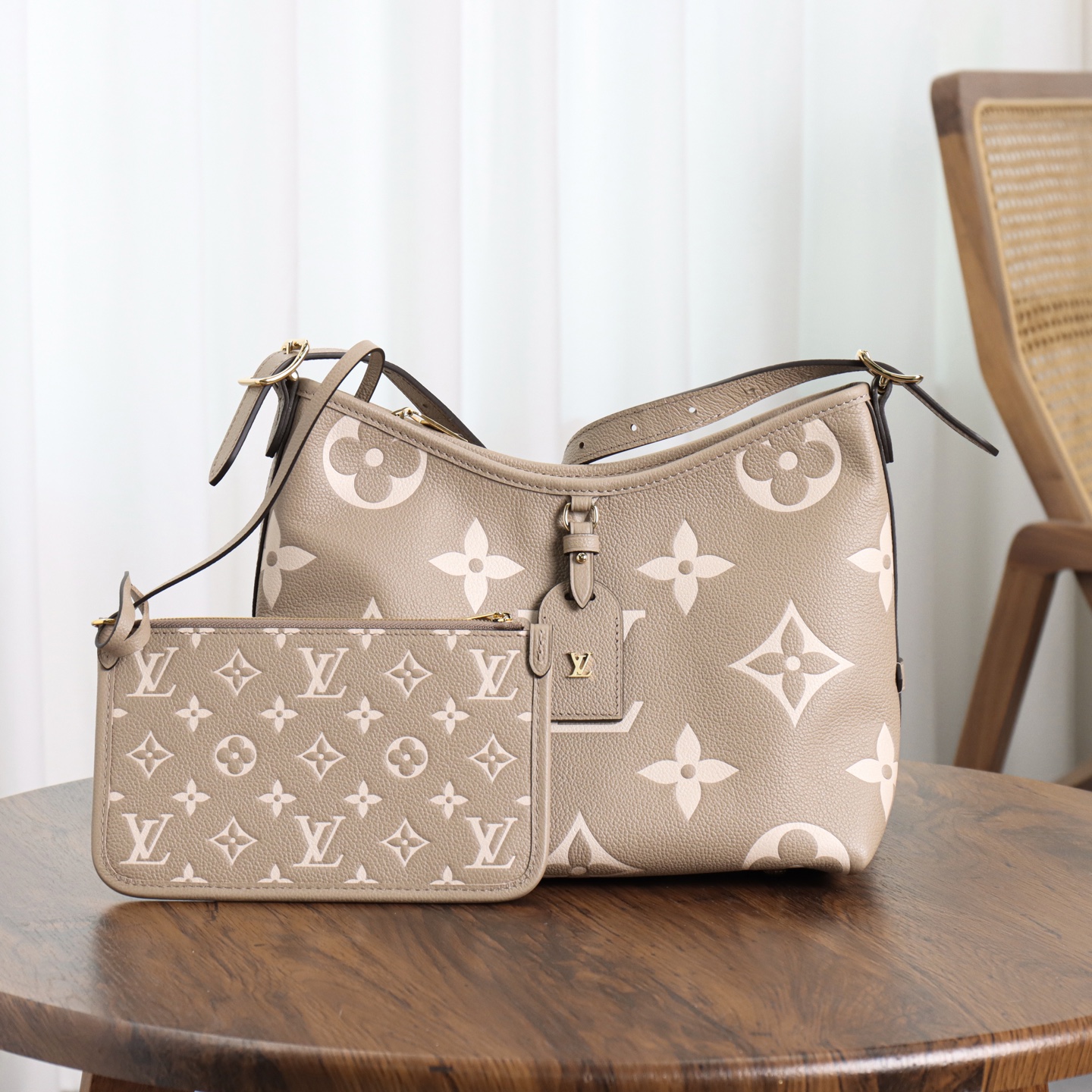 Bagsaaa LV M47180 CarryAll PM Bag Grey/Crème Beige - 29.5cm