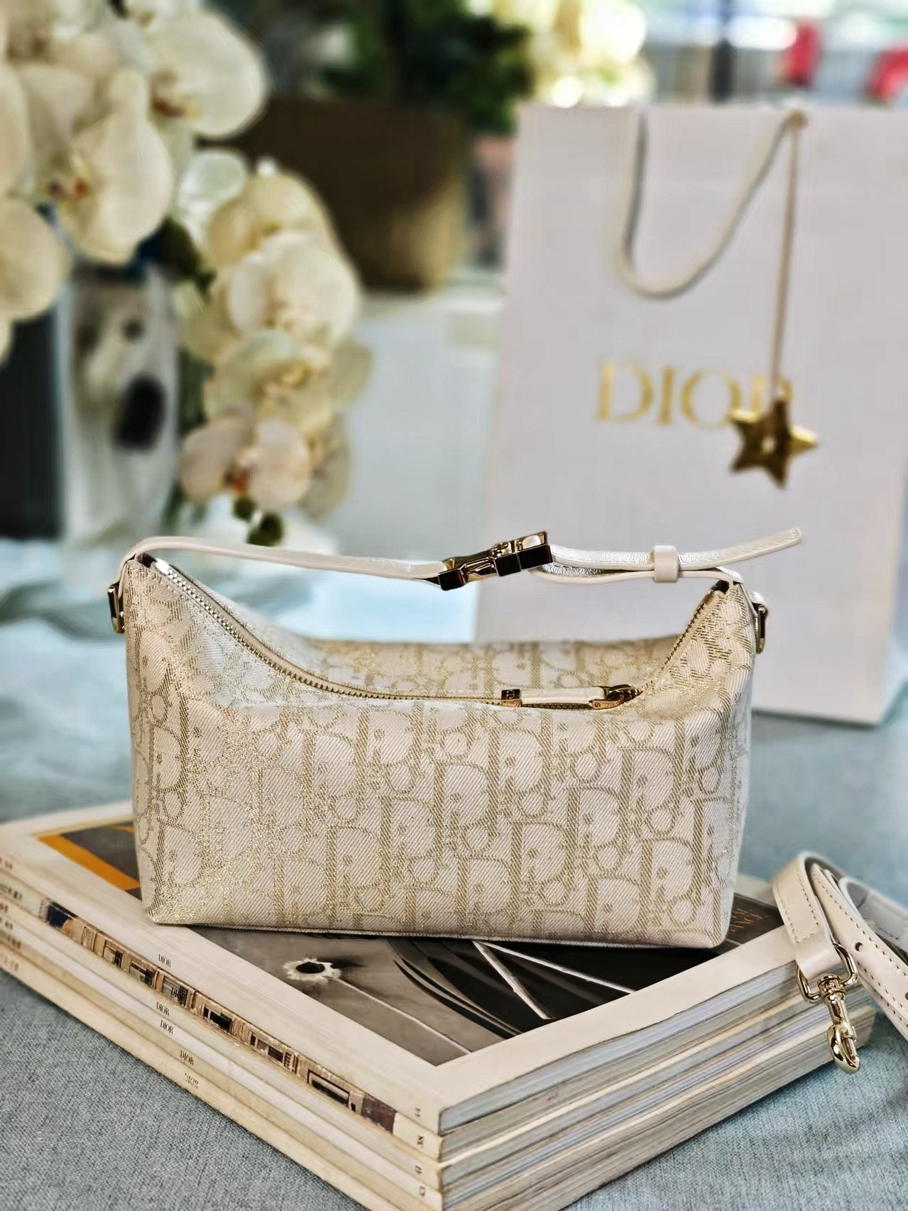 Bagsaaa Medium D10rTravel Nomad Pouch Gold-Tone D10r Oblique Jacquard - 22cm