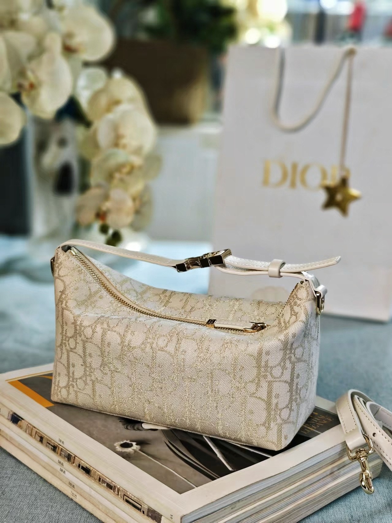 Bagsaaa Medium D10rTravel Nomad Pouch Gold-Tone D10r Oblique Jacquard - 22cm
