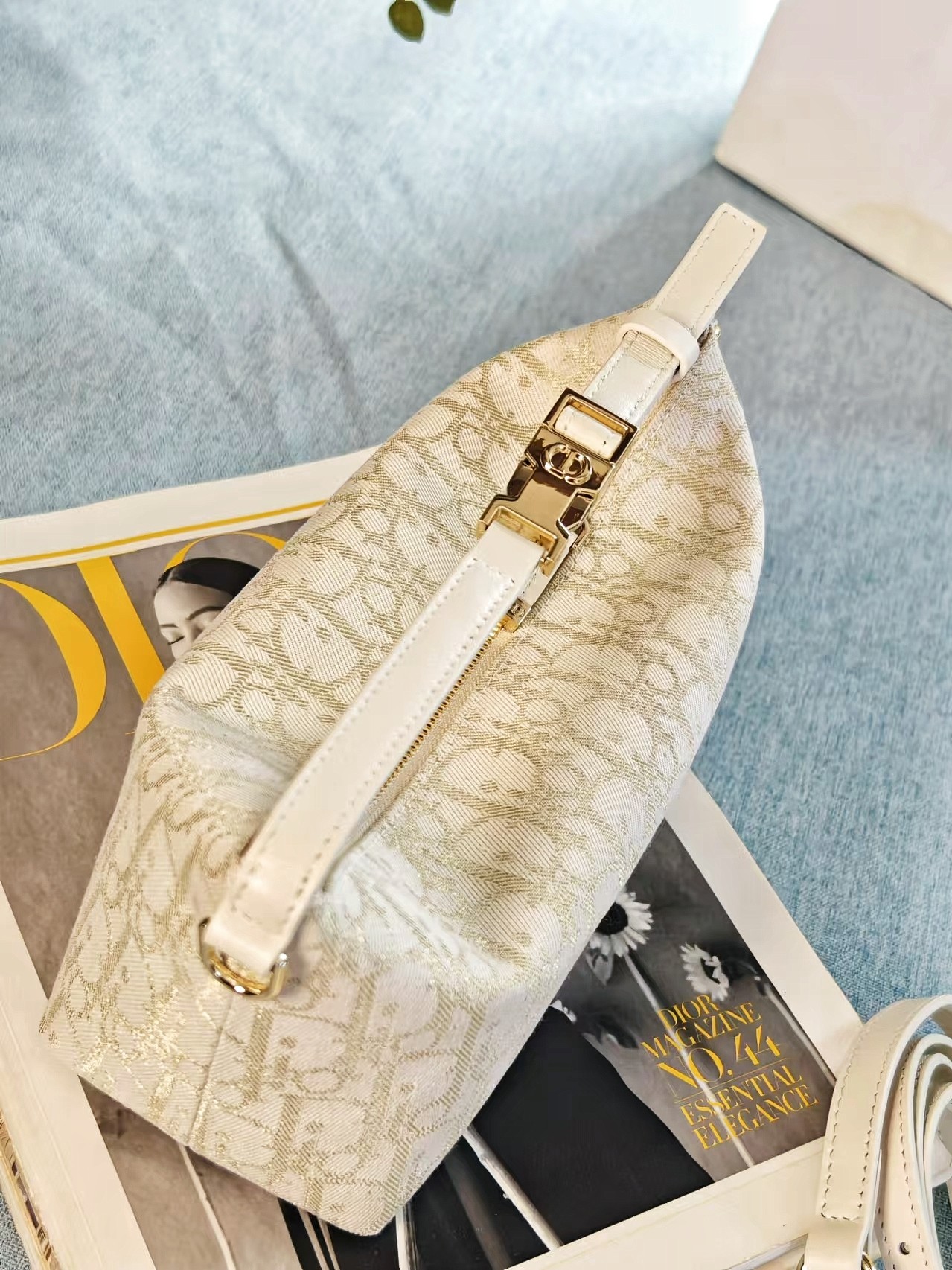 Bagsaaa Medium D10rTravel Nomad Pouch Gold-Tone D10r Oblique Jacquard - 22cm