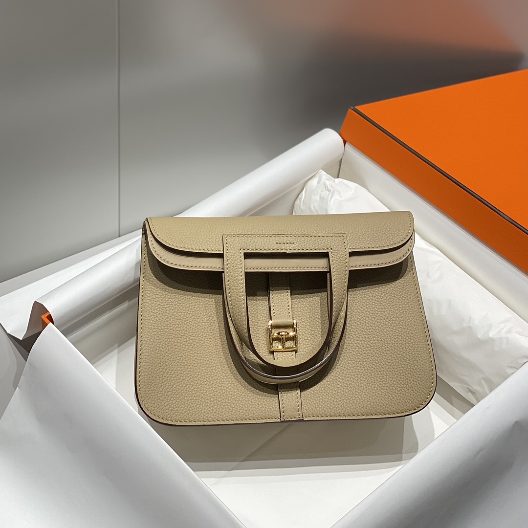 Bagsaaa H**me5 Halzan Beige & Gold - 25cm
