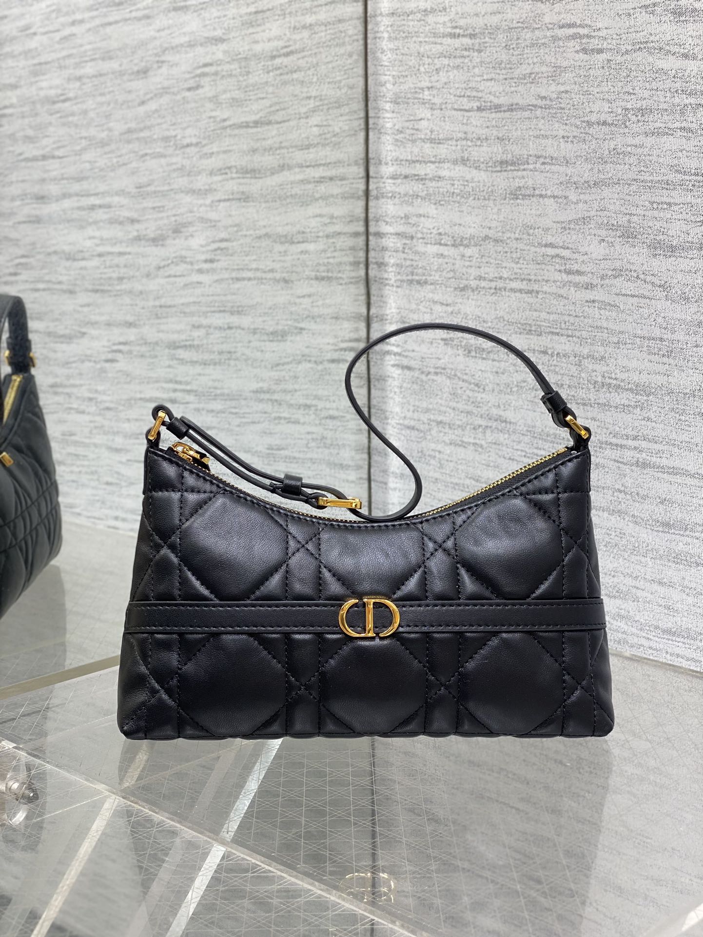 Bagsaaa D10r Miss Caro Cigale Mini Bag Black Macrocannage Lambskin - 24cm