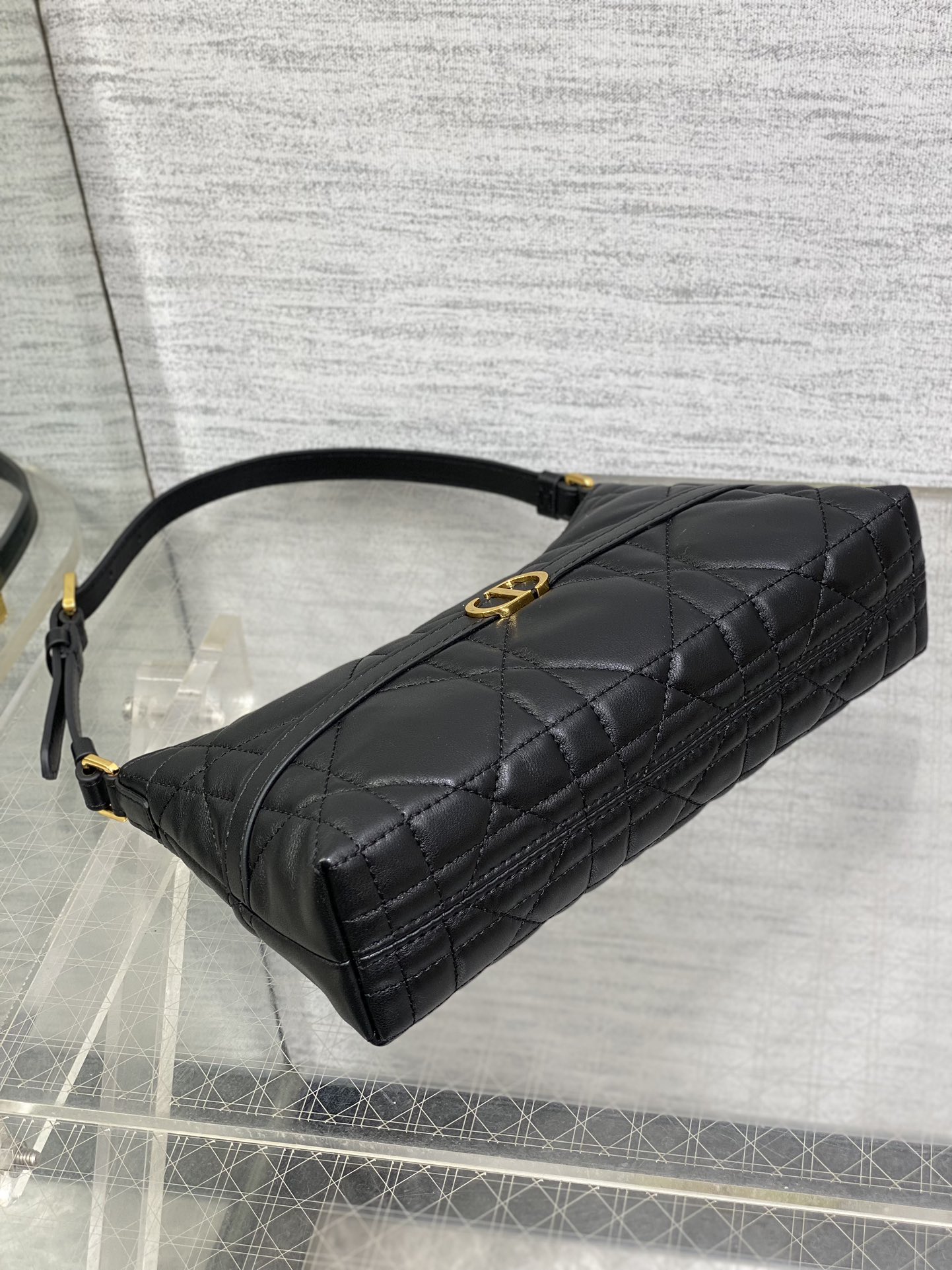 Bagsaaa D10r Miss Caro Cigale Mini Bag Black Macrocannage Lambskin - 24cm