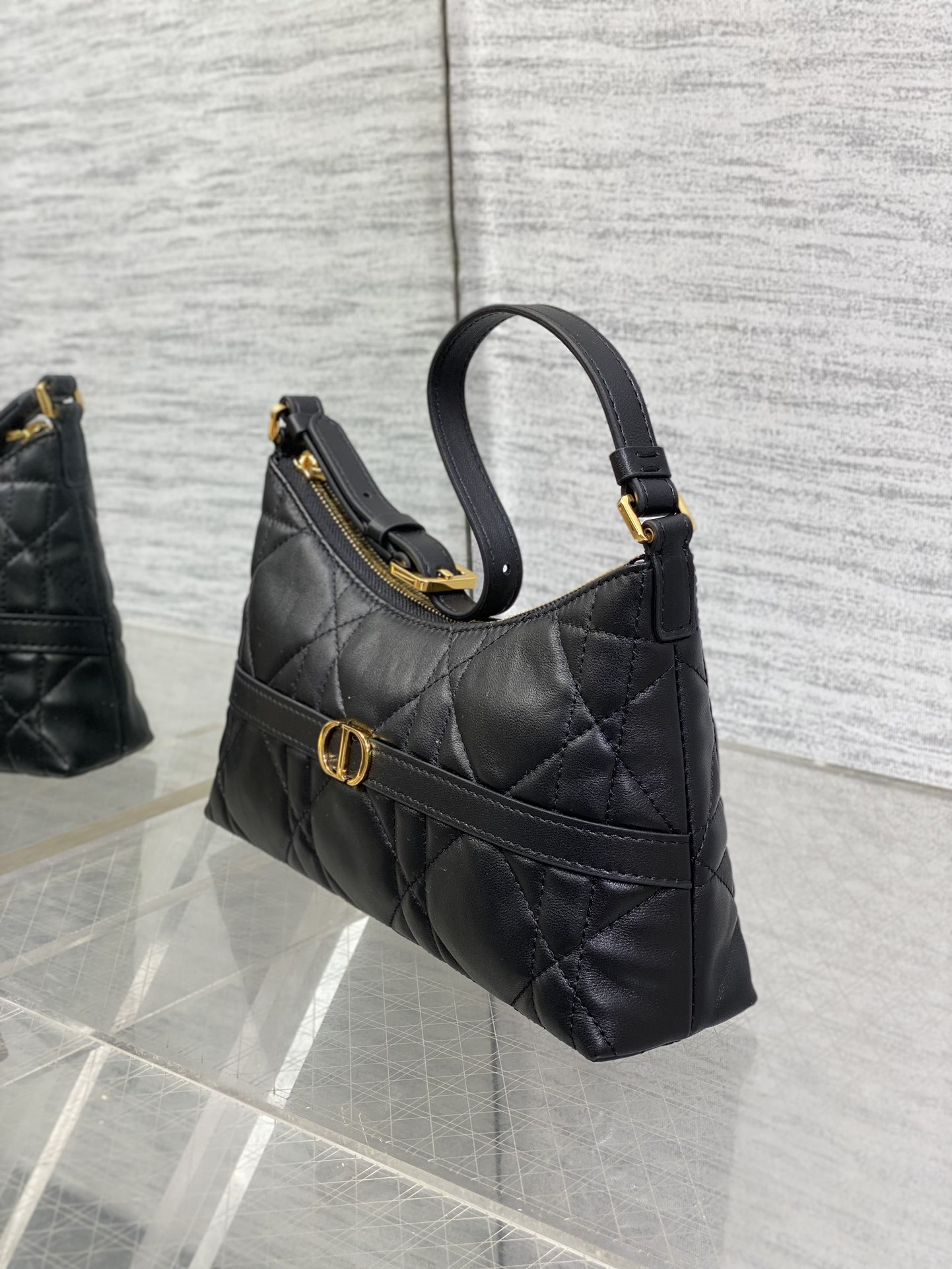 Bagsaaa D10r Miss Caro Cigale Mini Bag Black Macrocannage Lambskin - 24cm