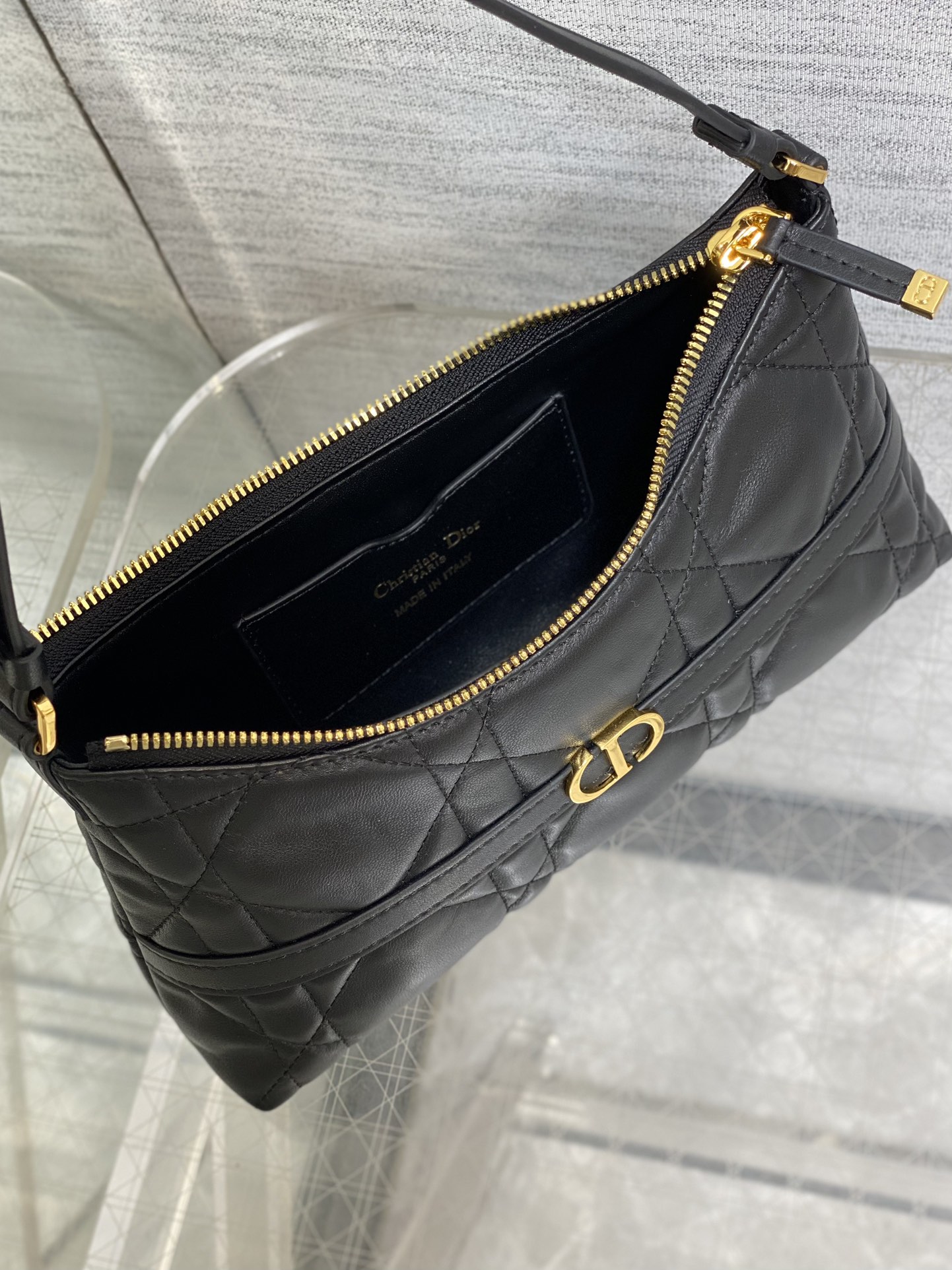 Bagsaaa D10r Miss Caro Cigale Mini Bag Black Macrocannage Lambskin - 24cm