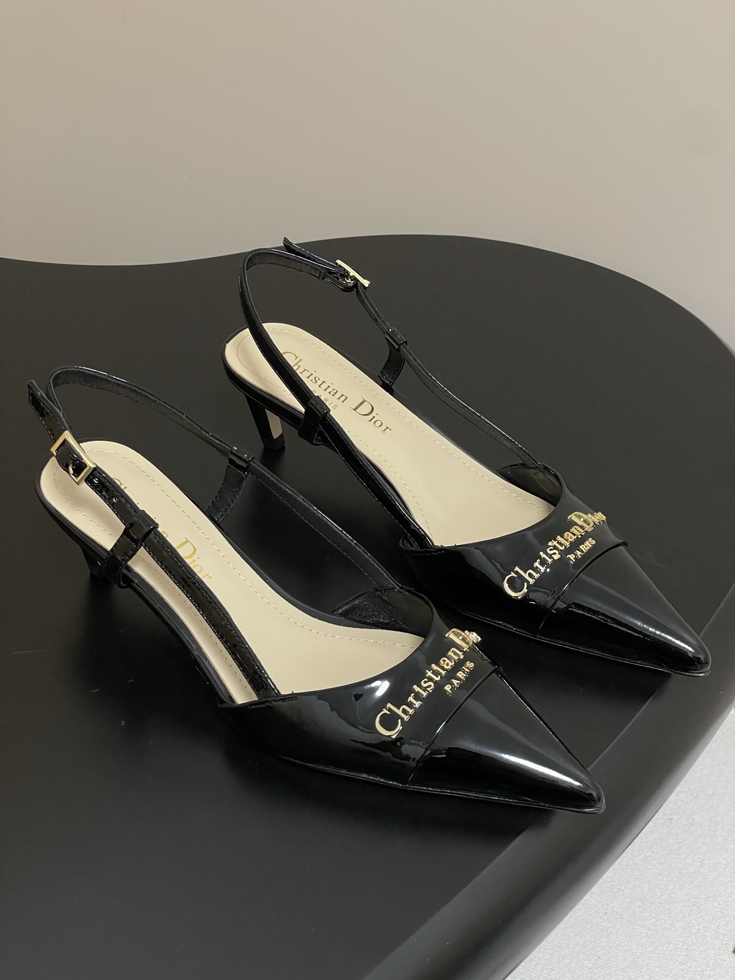 Bagsaaa My D10r Slingback Pump Black Patent Calfskin 5cm
