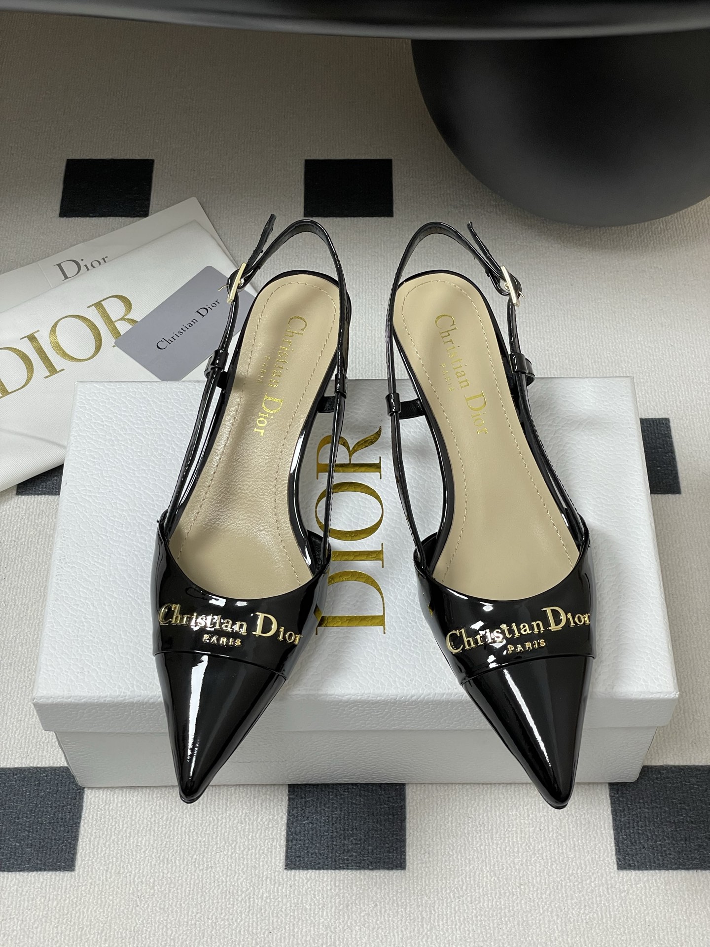Bagsaaa My D10r Slingback Pump Black Patent Calfskin 5cm