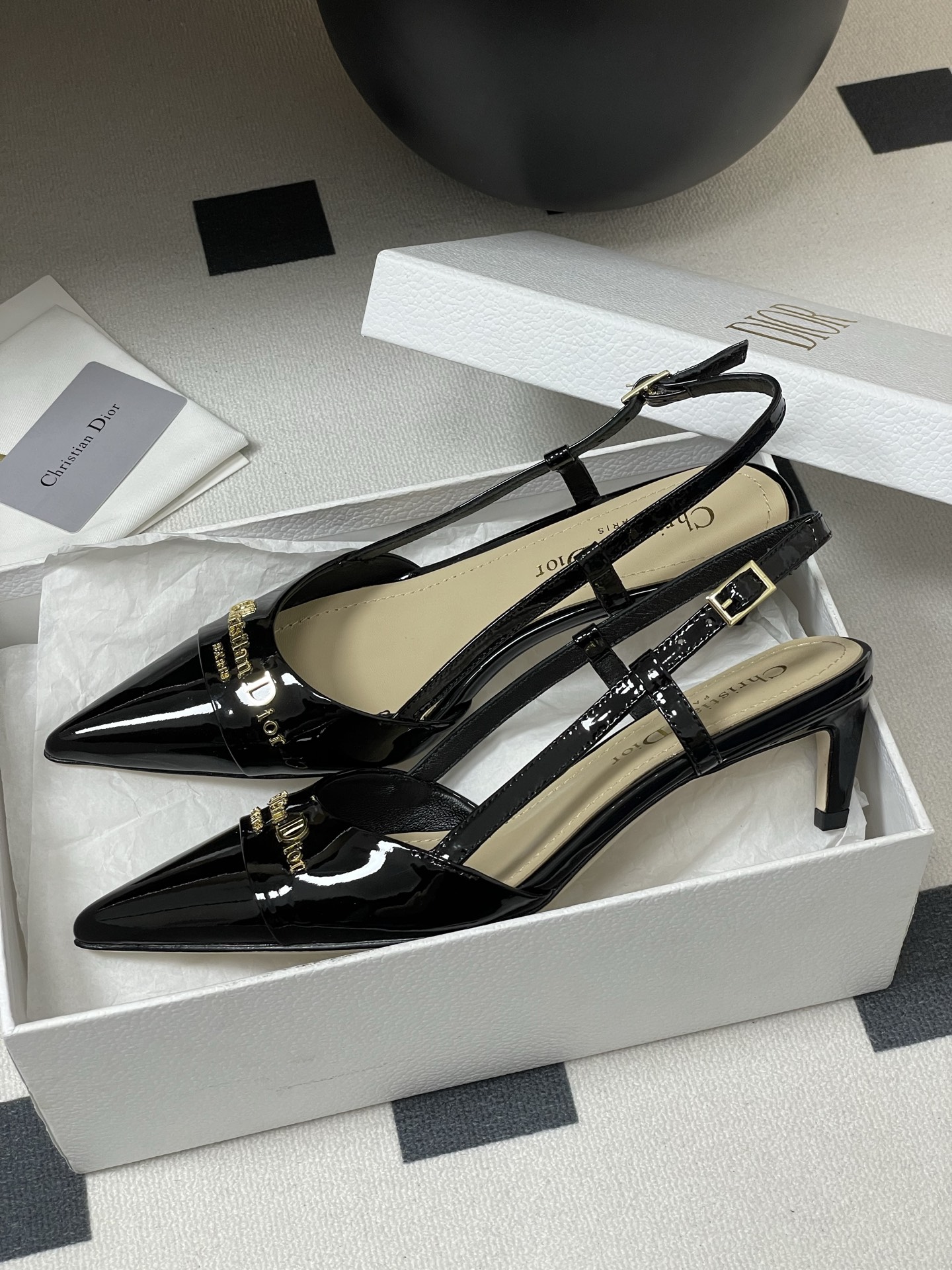 Bagsaaa My D10r Slingback Pump Black Patent Calfskin 5cm