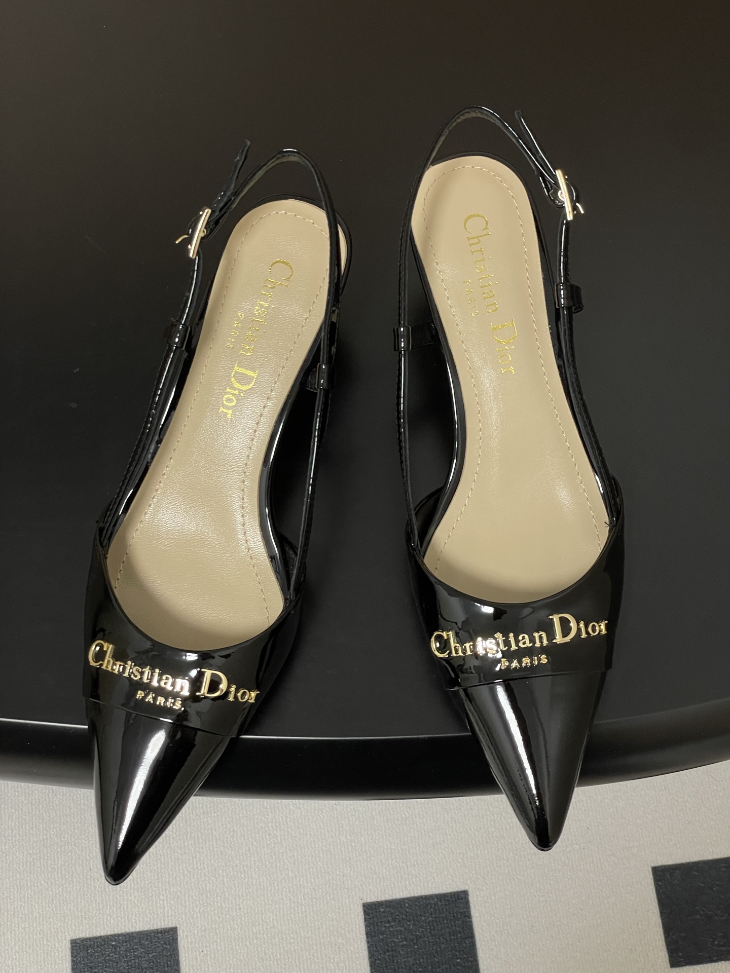 Bagsaaa My D10r Slingback Pump Black Patent Calfskin 5cm