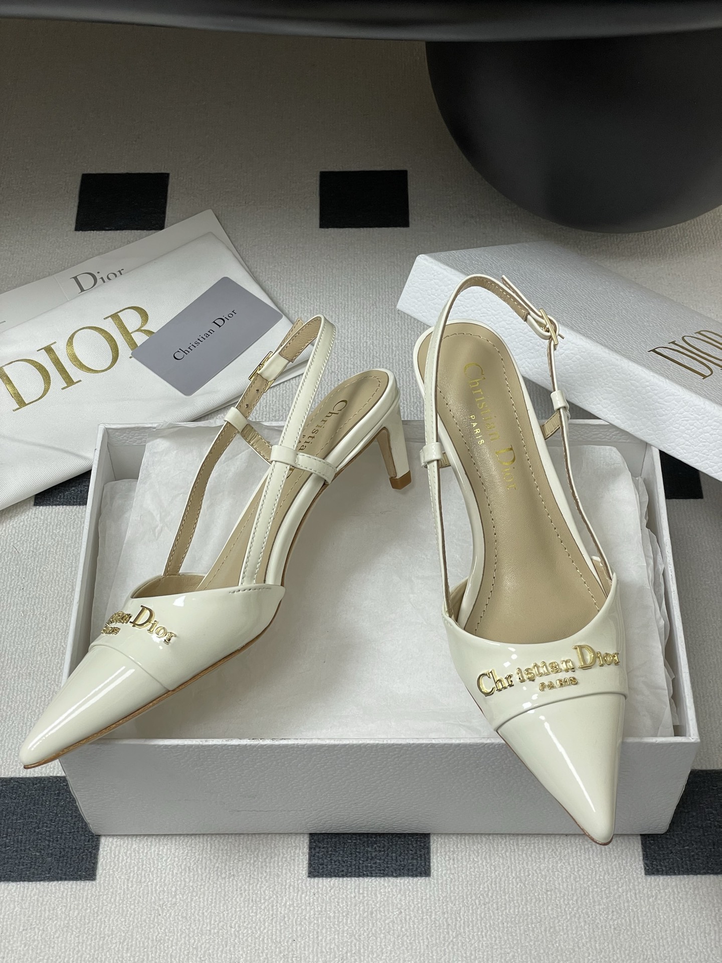 Bagsaaa My D10r Slingback Pump White Patent Calfskin 5cm