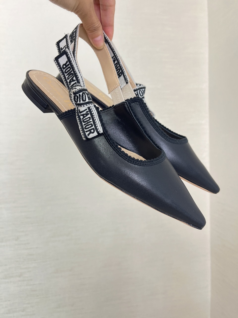 Bagsaaa D10r J'AD10r Slingback Flat Black Calfskin