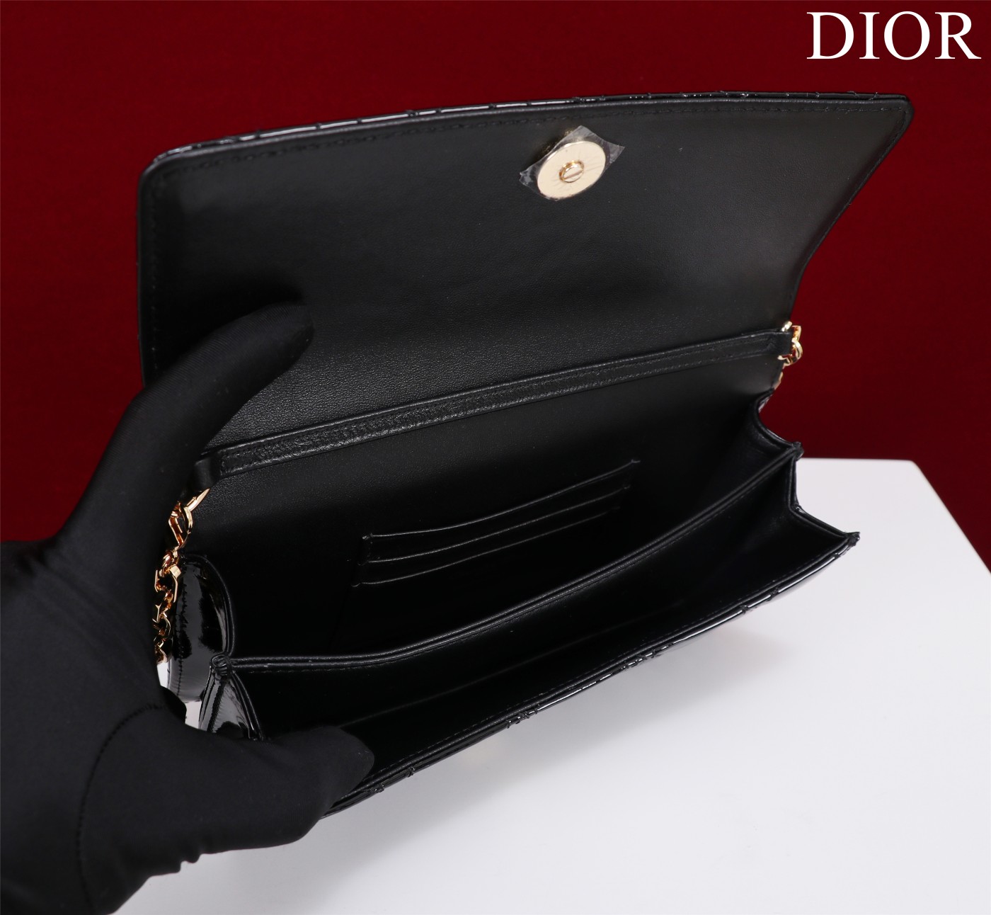 Bagsaaa My D10r Mini Bag Black Patent Cannage Calfskin - 21cm