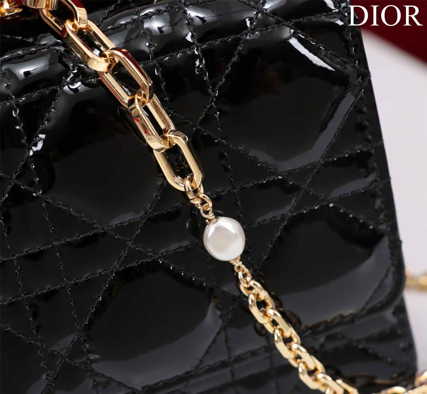 Bagsaaa My D10r Mini Bag Black Patent Cannage Calfskin - 21cm
