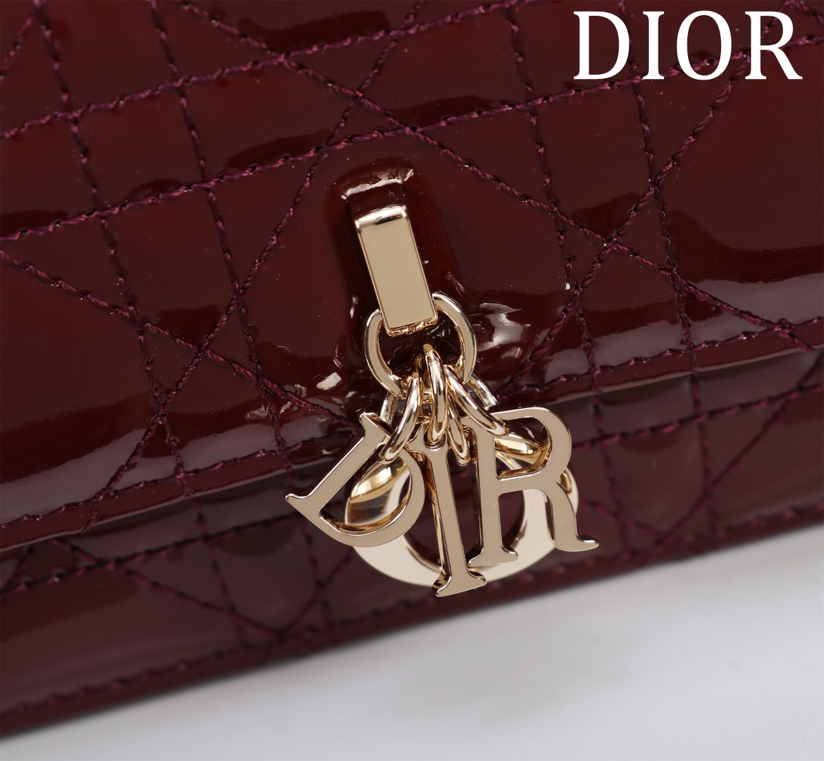 Bagsaaa My D10r Mini Bag Dahlia Red Patent Cannage Calfskin - 21cm