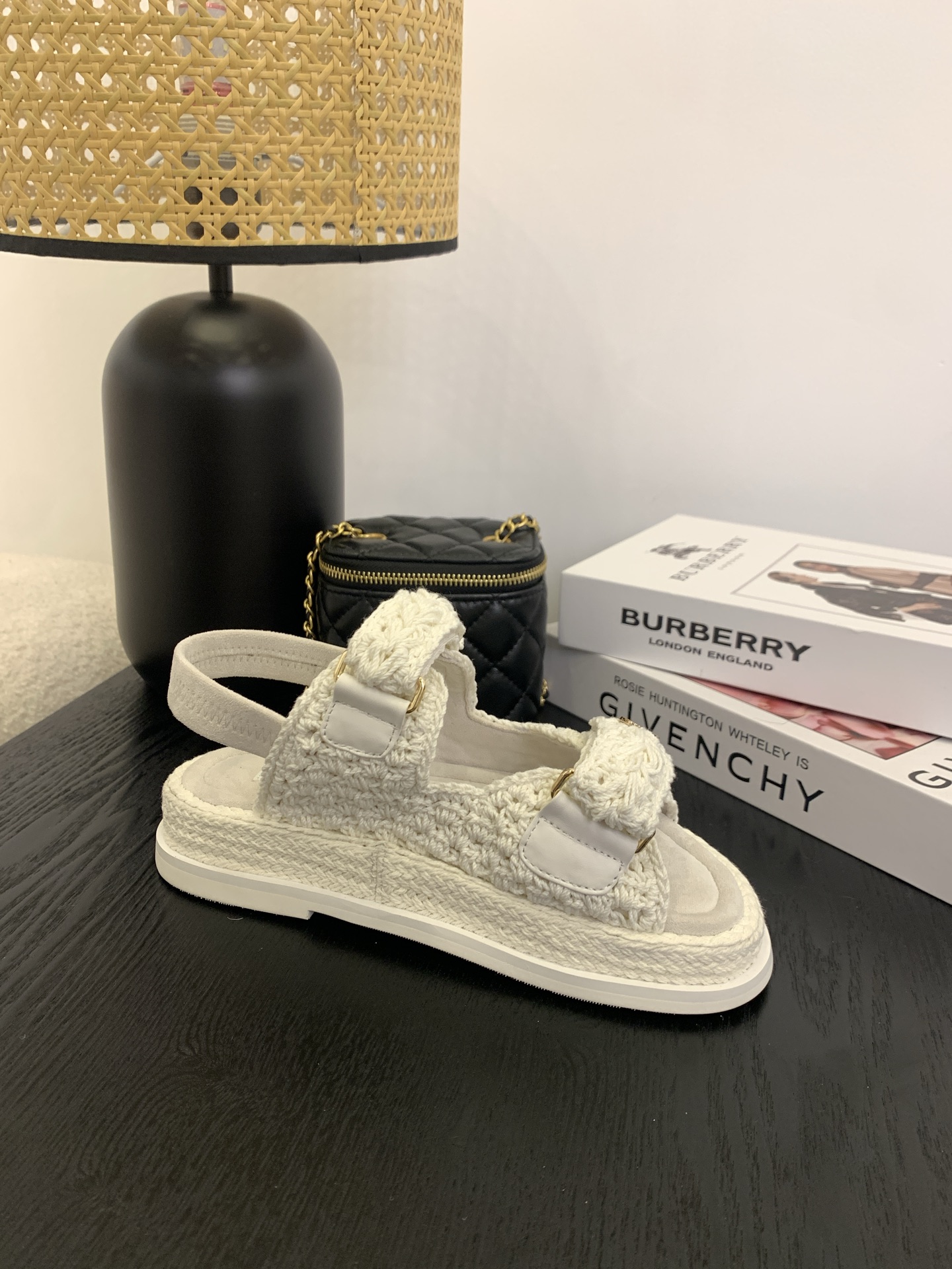 Bagsaaa Ch**el Sandals G46339 White Crochet