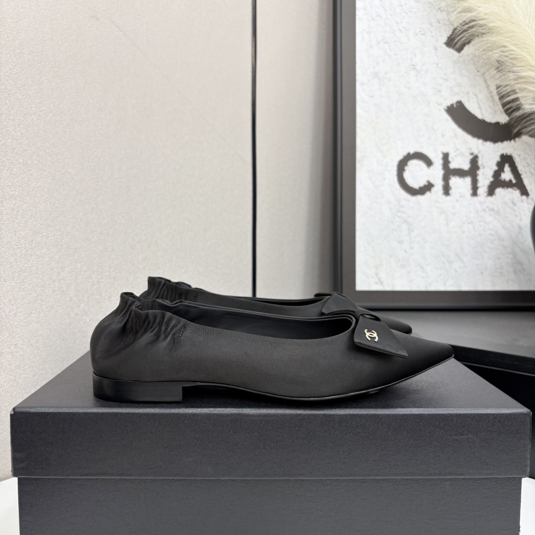 Bagsaaa Ch**el Ballet flats G46546 Black Silk Satin