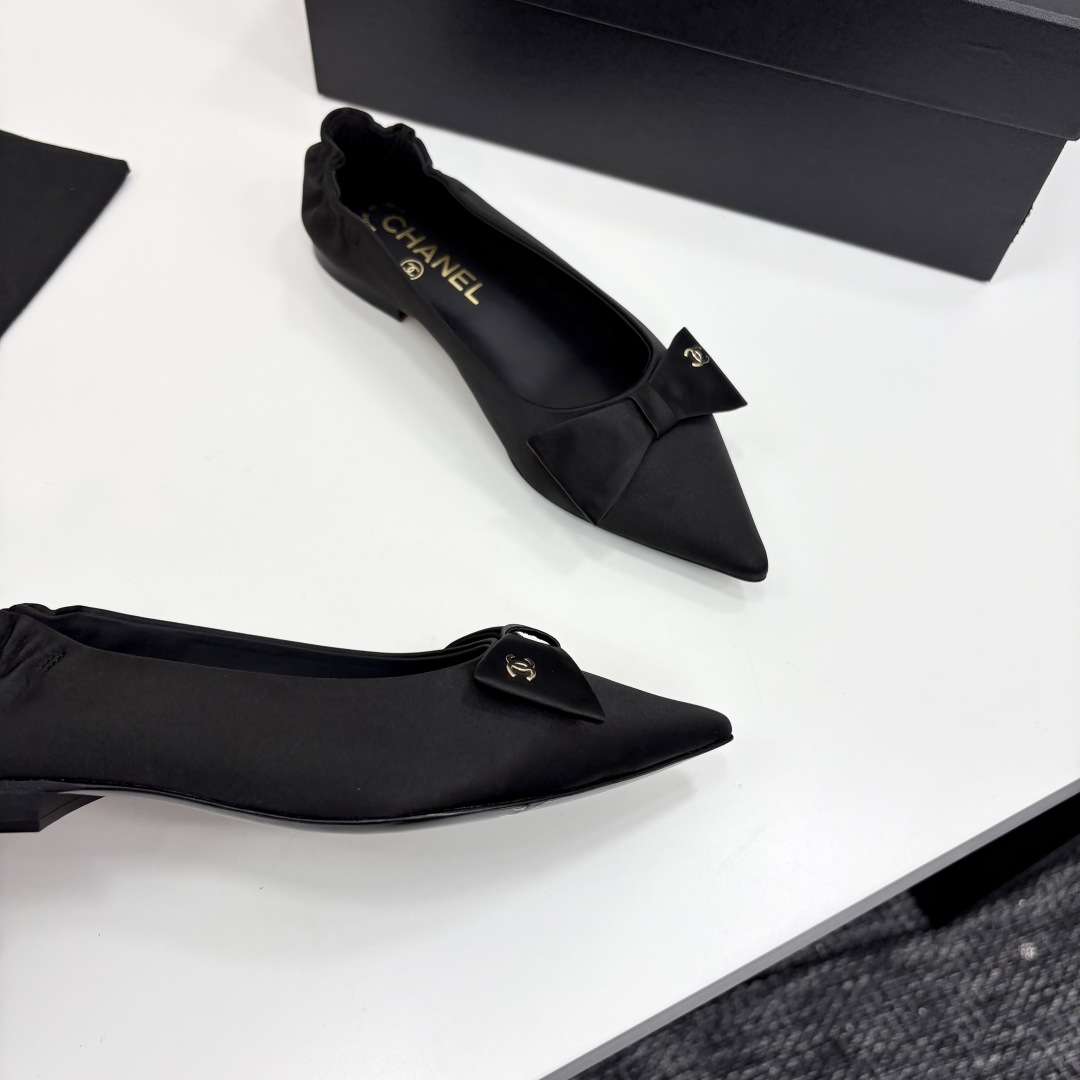 Bagsaaa Ch**el Ballet flats G46546 Black Silk Satin