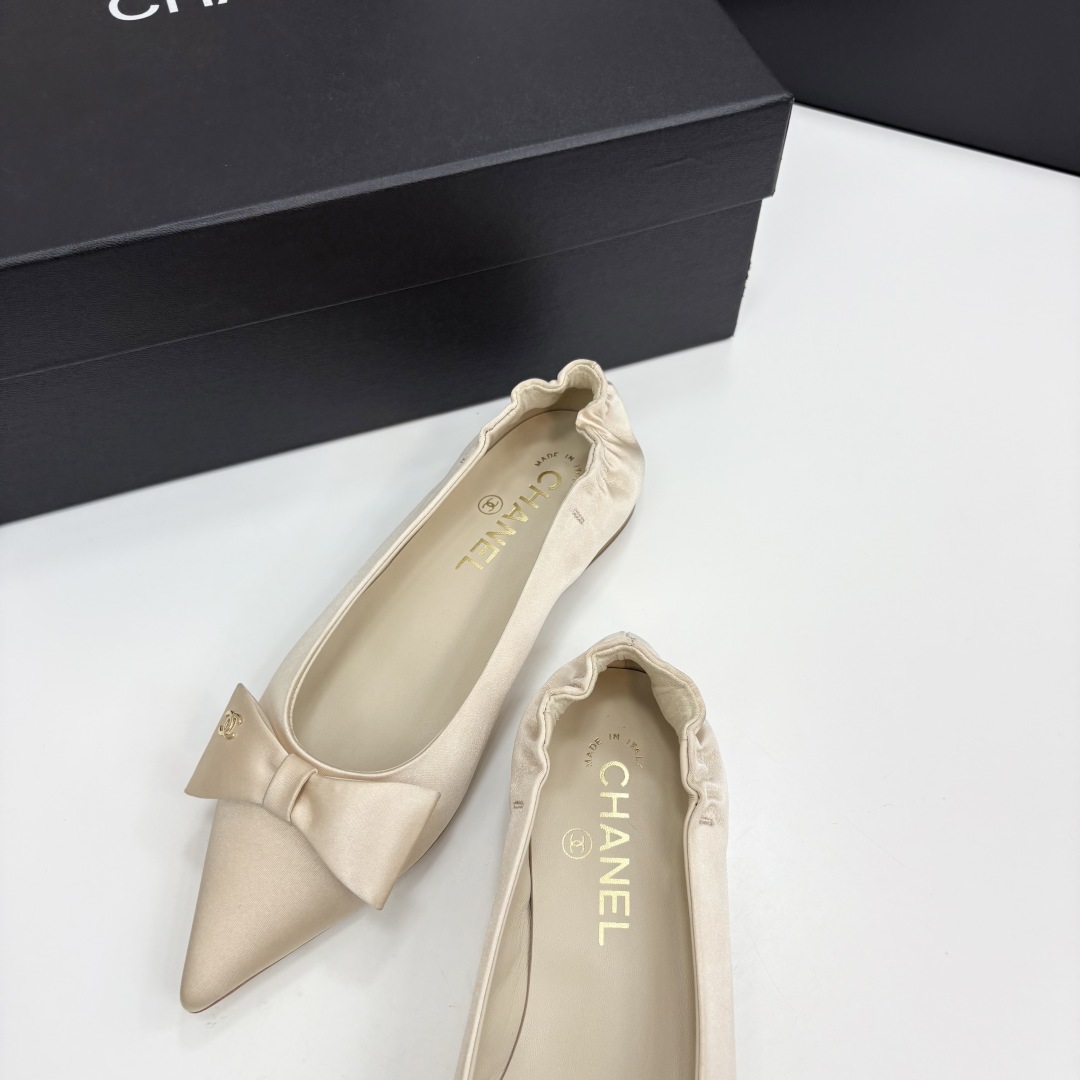 Bagsaaa Ch**el Ballet flats G46546 Beige Silk Satin