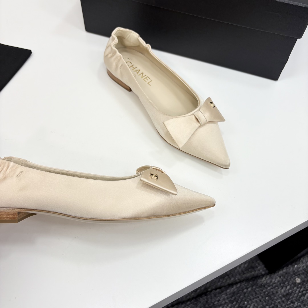 Bagsaaa Ch**el Ballet flats G46546 Beige Silk Satin