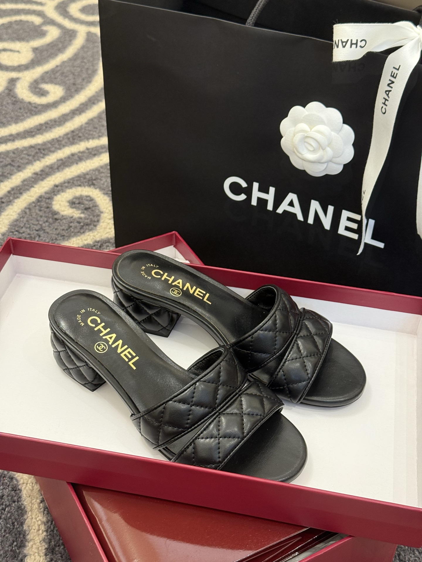 Bagsaaa Ch**el Mules G46480 Black Lambskin - 5cm