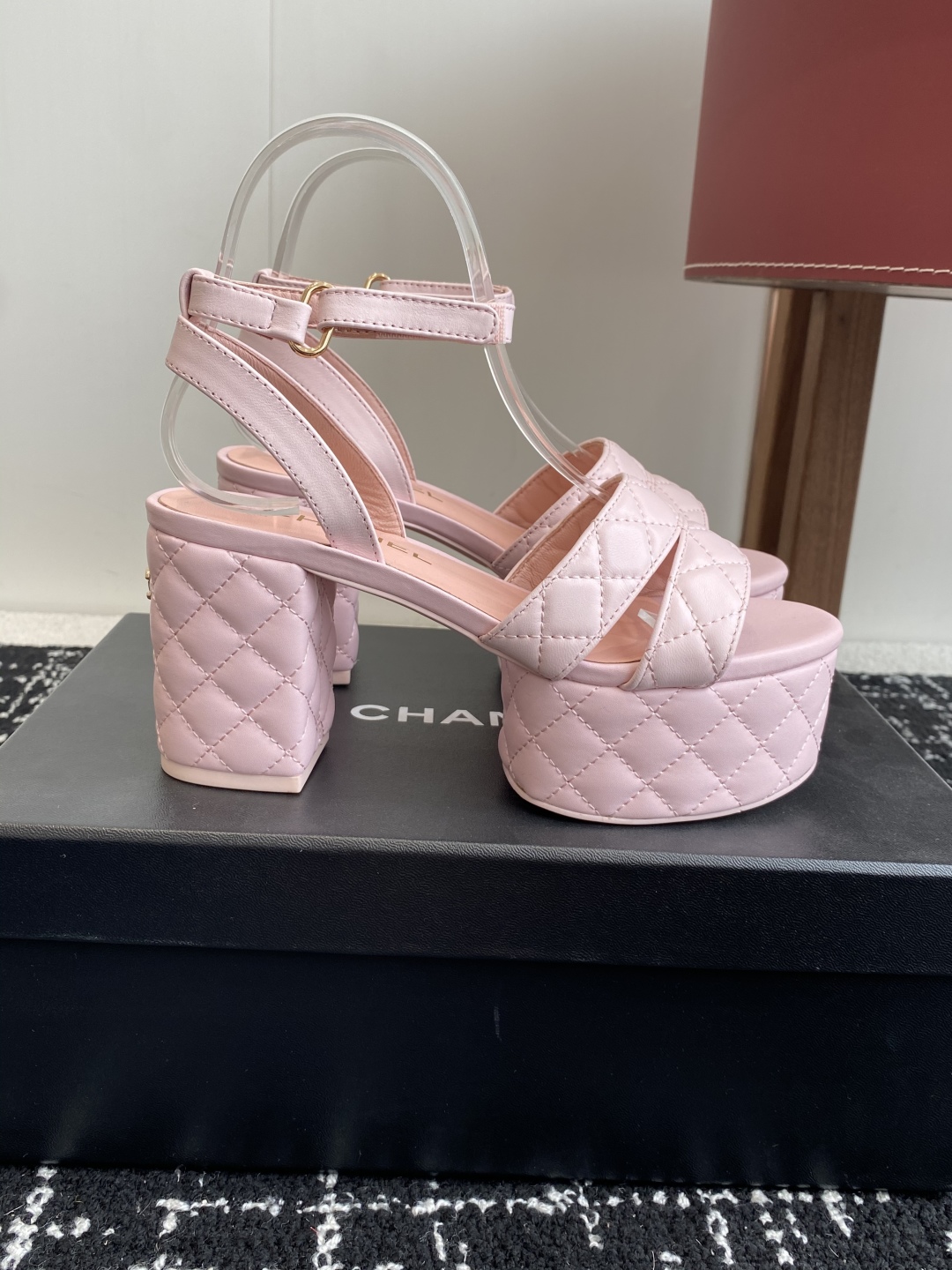 Bagsaaa Ch**el Sandals G46427 Pink Lambskin - 9cm