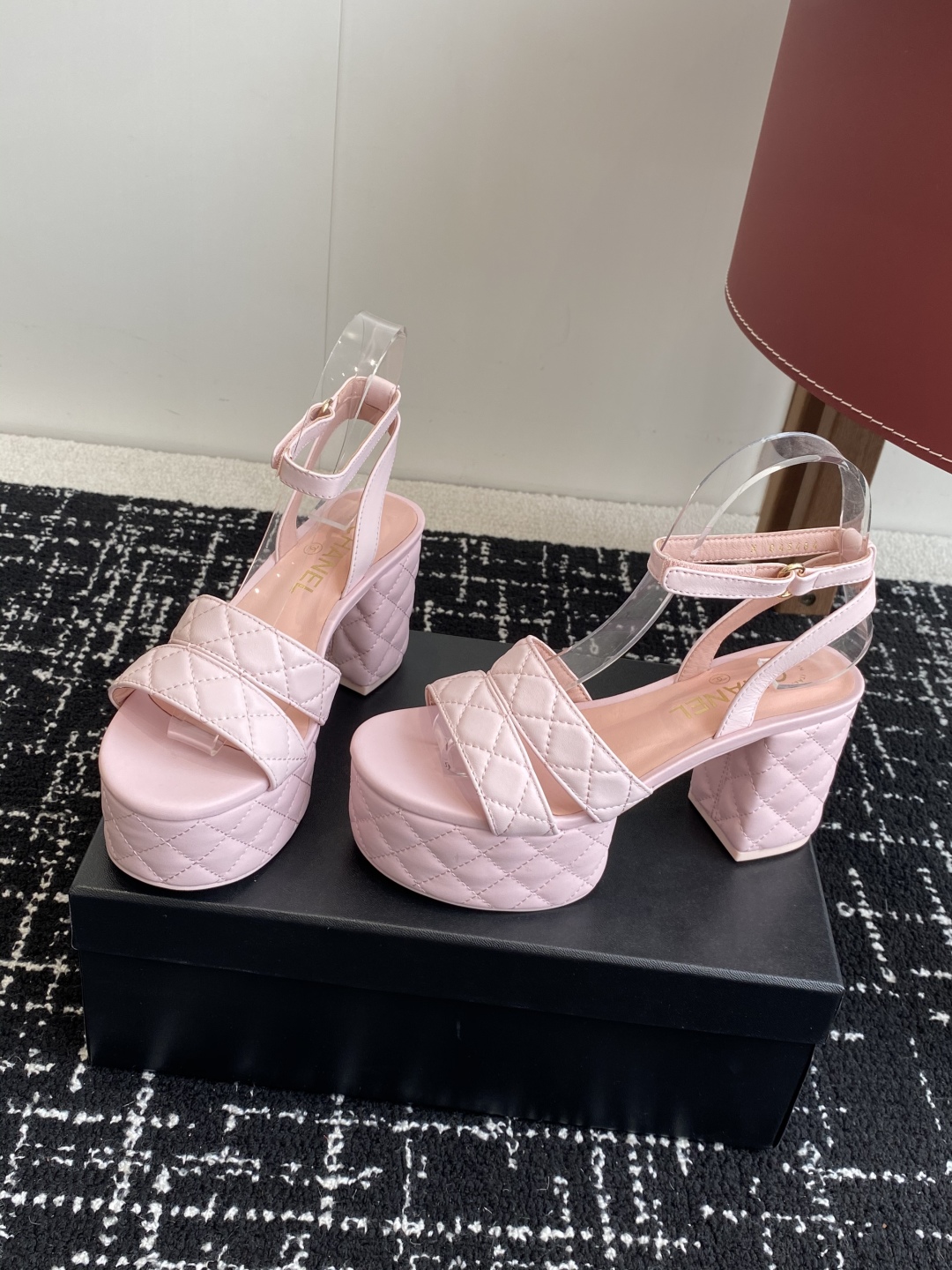 Bagsaaa Ch**el Sandals G46427 Pink Lambskin - 9cm