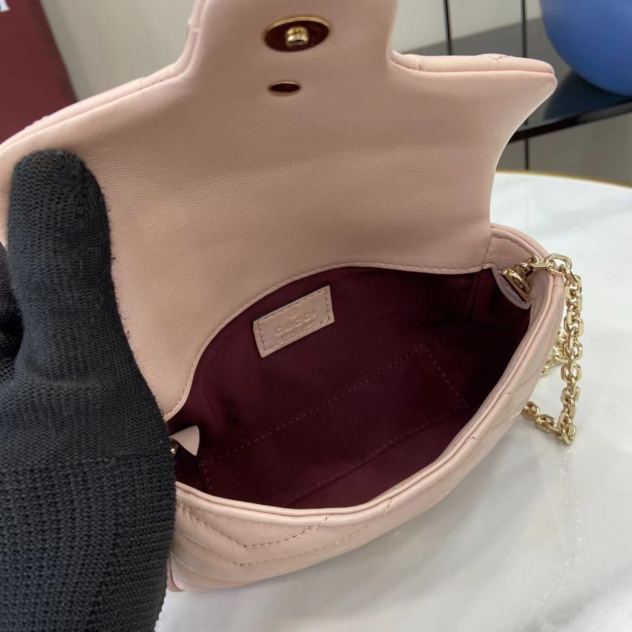 Bagsaaa Gvc*1 GG Marmont mini shoulder bag 841290 pale pink - 17cm