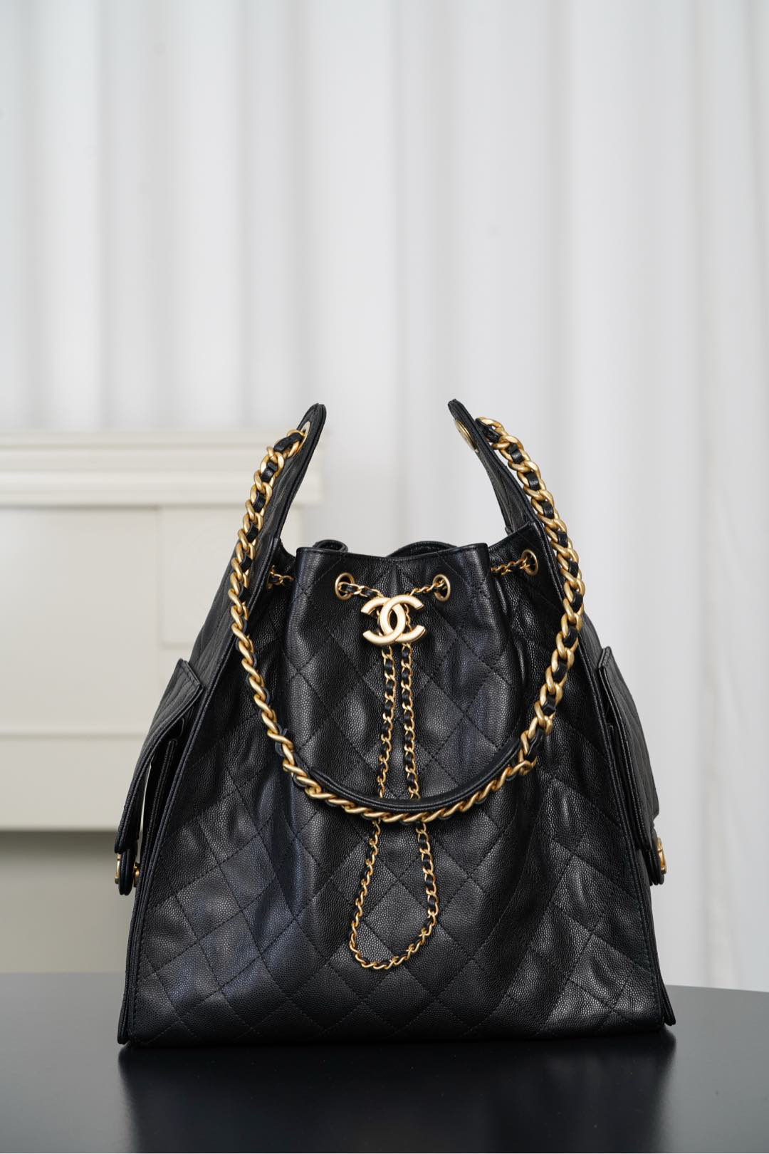 Bagsaaa Ch**el 25 Medium Handbag AS5311 Black Caviar - 40cm