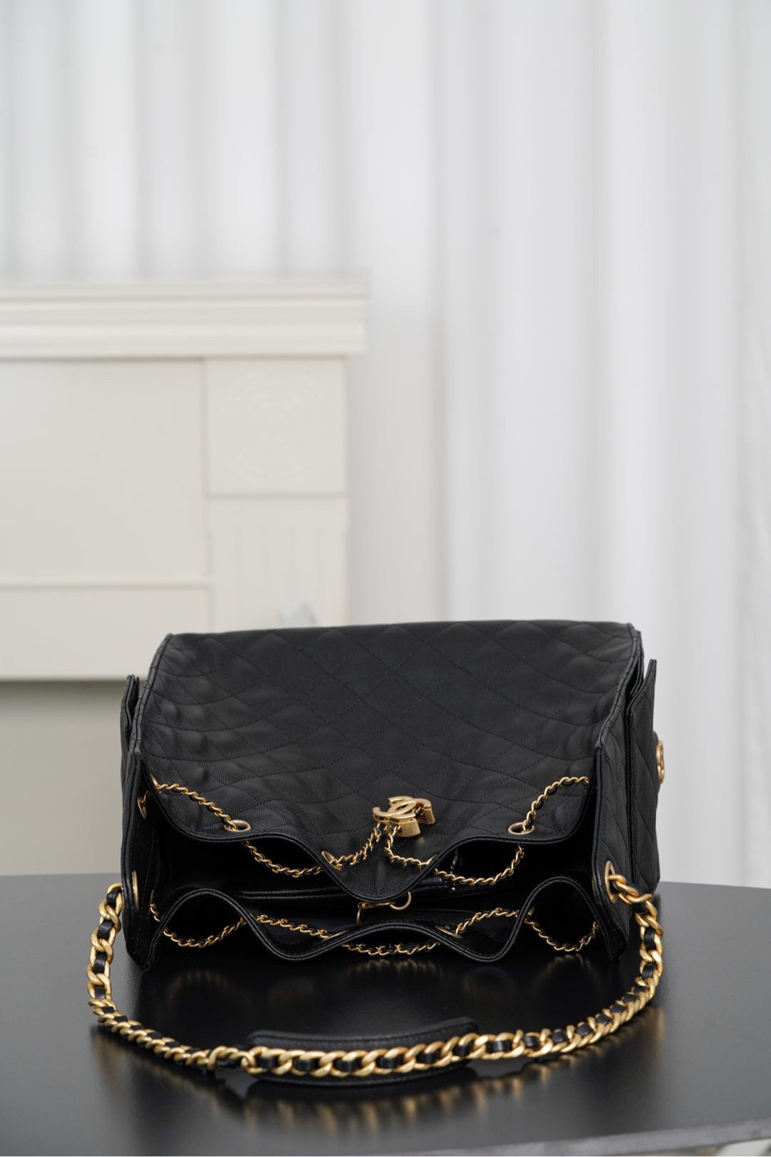 Bagsaaa Ch**el 25 Medium Handbag AS5311 Black Caviar - 40cm