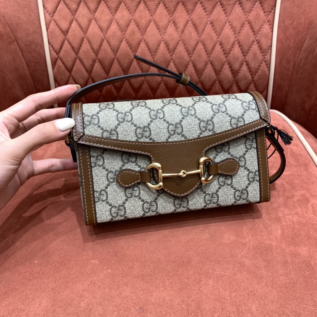 Bagsaaa Gvc*1 Horsebit 1955 mini bag 699296 beige & brown - 18cm