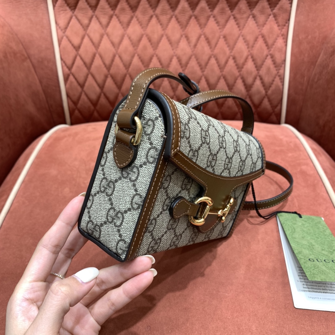 Bagsaaa Gvc*1 Horsebit 1955 mini bag 699296 beige & brown - 18cm