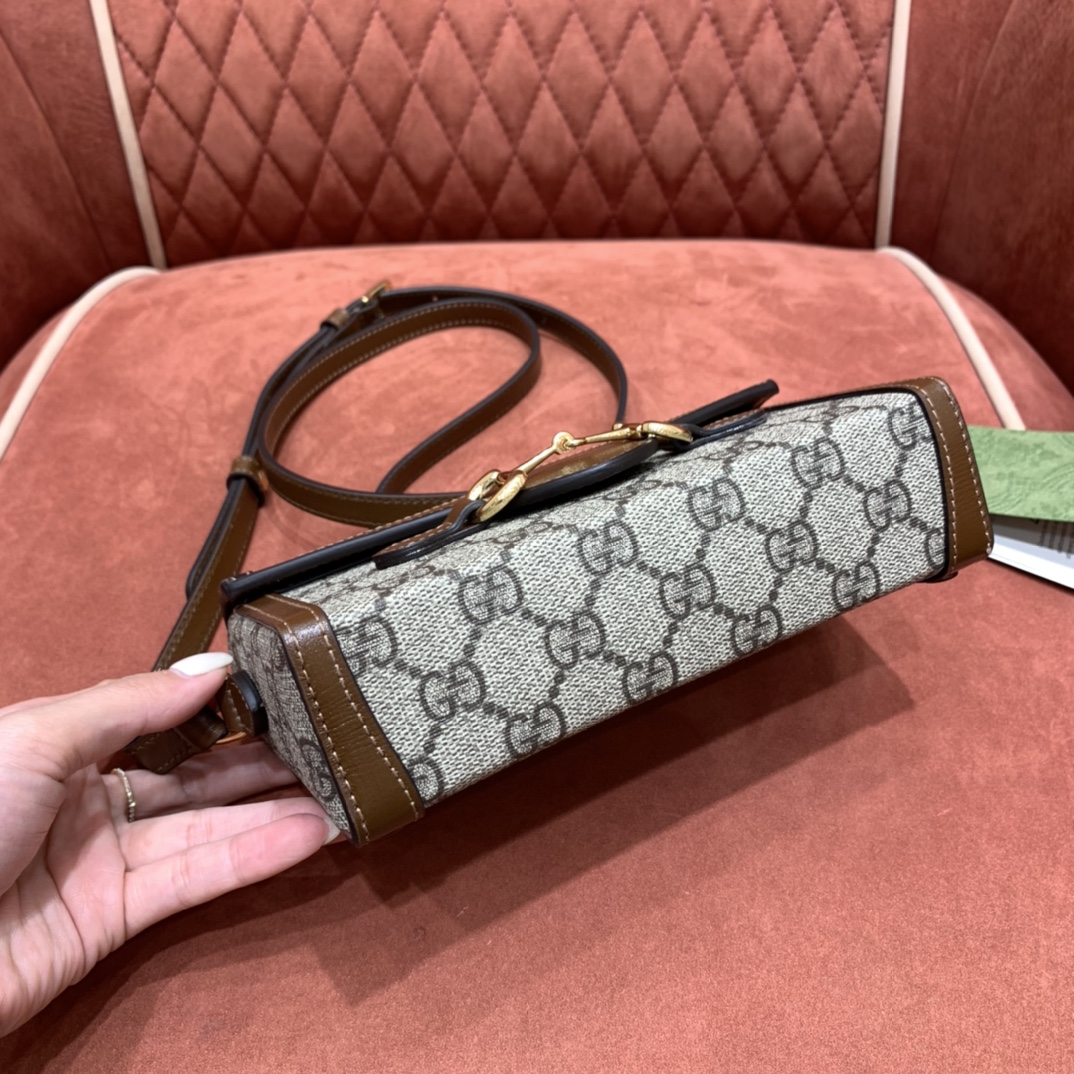 Bagsaaa Gvc*1 Horsebit 1955 mini bag 699296 beige & brown - 18cm
