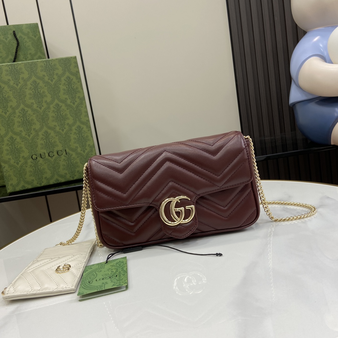 Bagsaaa Gvc*1 GG Marmont small shoulder bag 751526 red - 21cm
