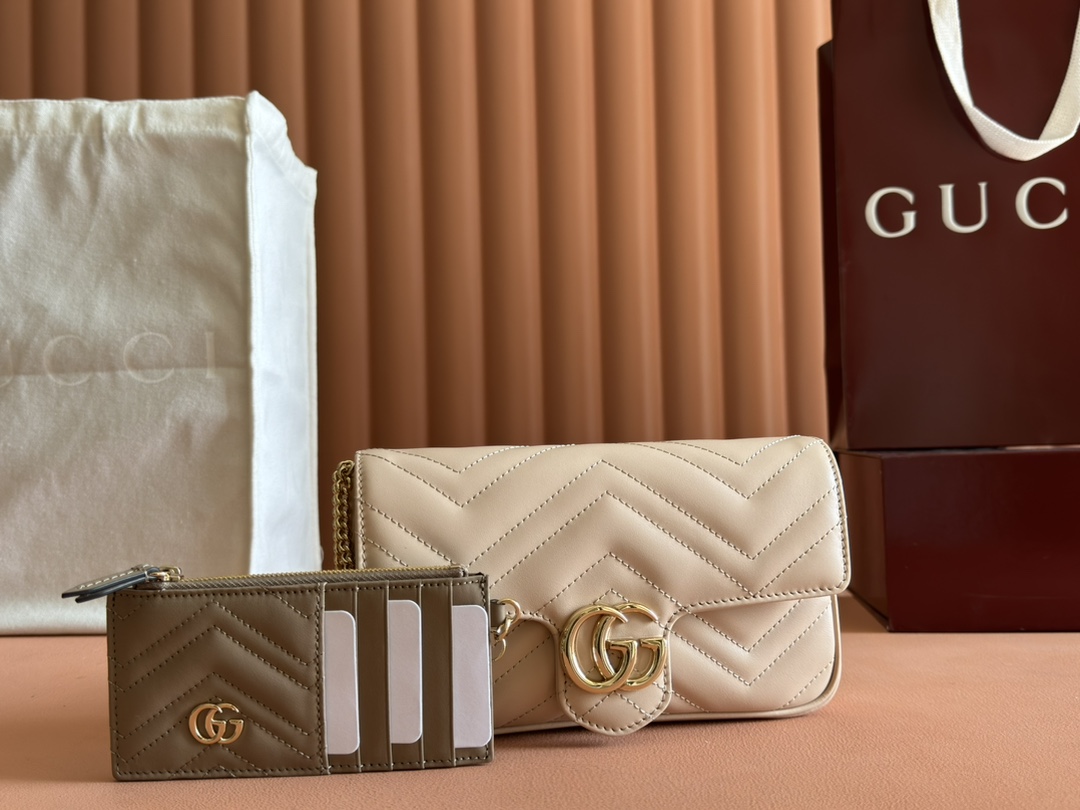 Bagsaaa Gvc*1 GG Marmont small shoulder bag 751526 light pink - 21cm