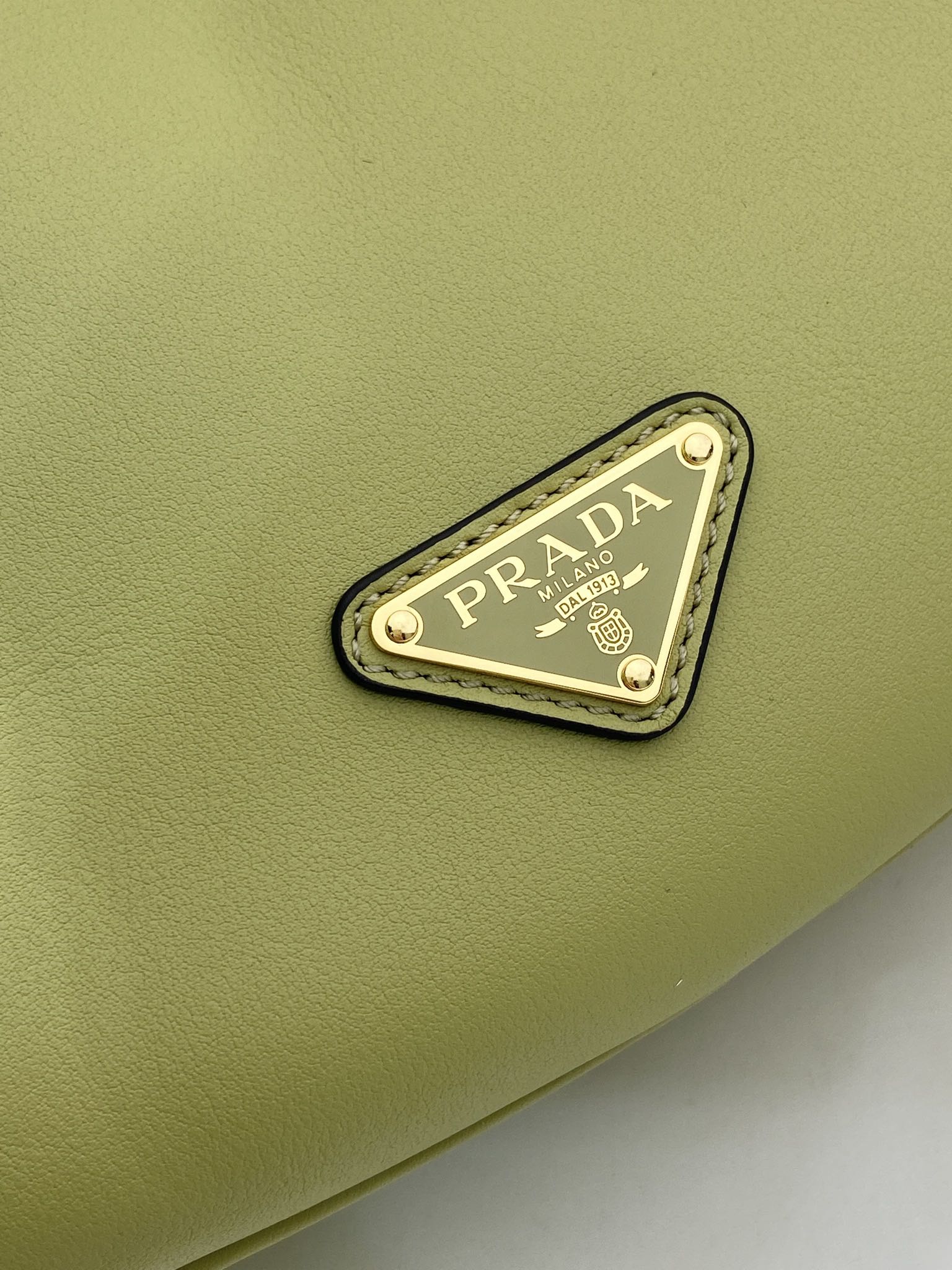 Bagsaaa Pra*a Demi-lune large leather shoulder bag 1BC255 green - 42cm