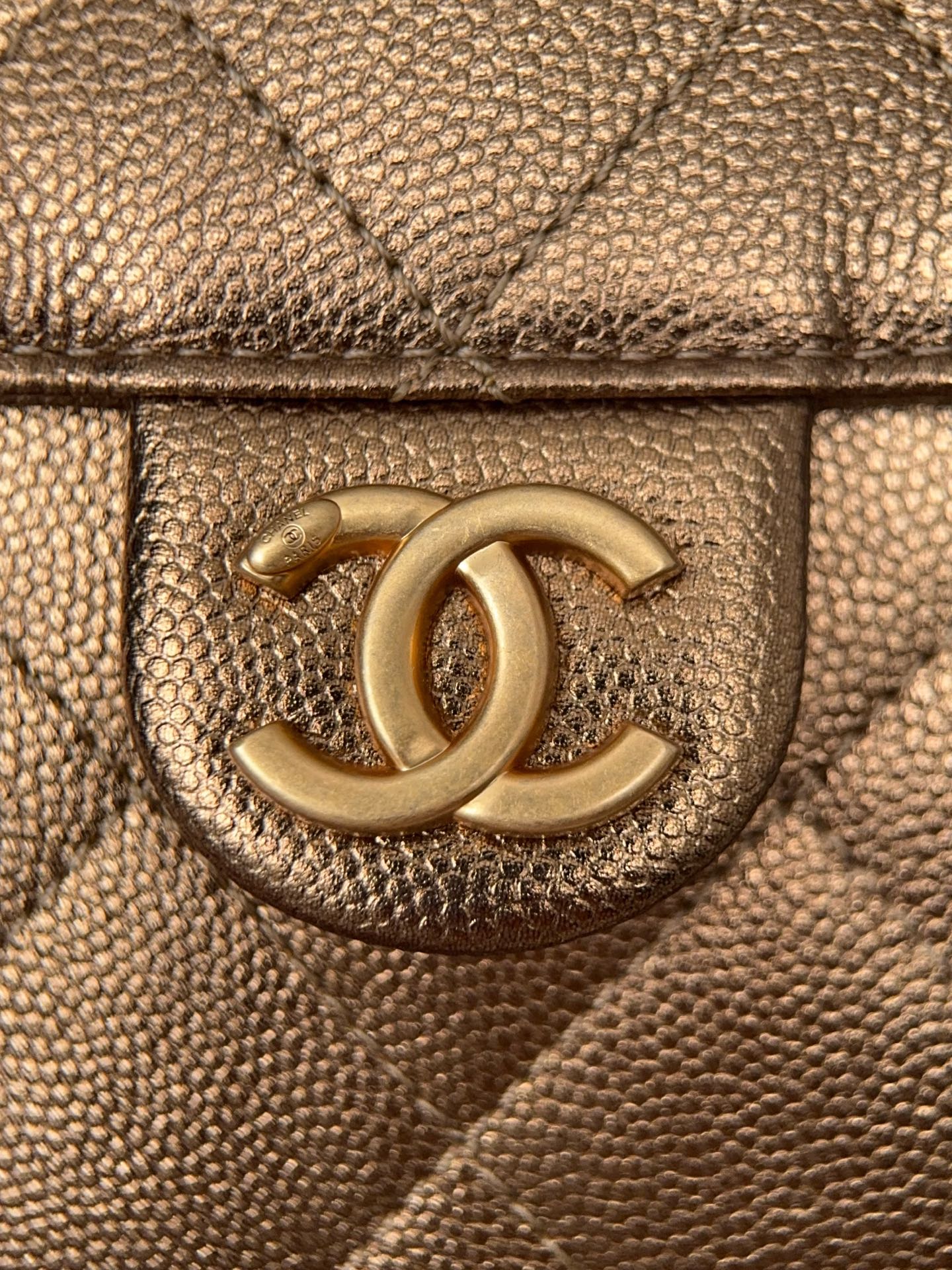 Bagsaaa Ch**el 25 Small Handbag AS5293 dark gold - 30cm