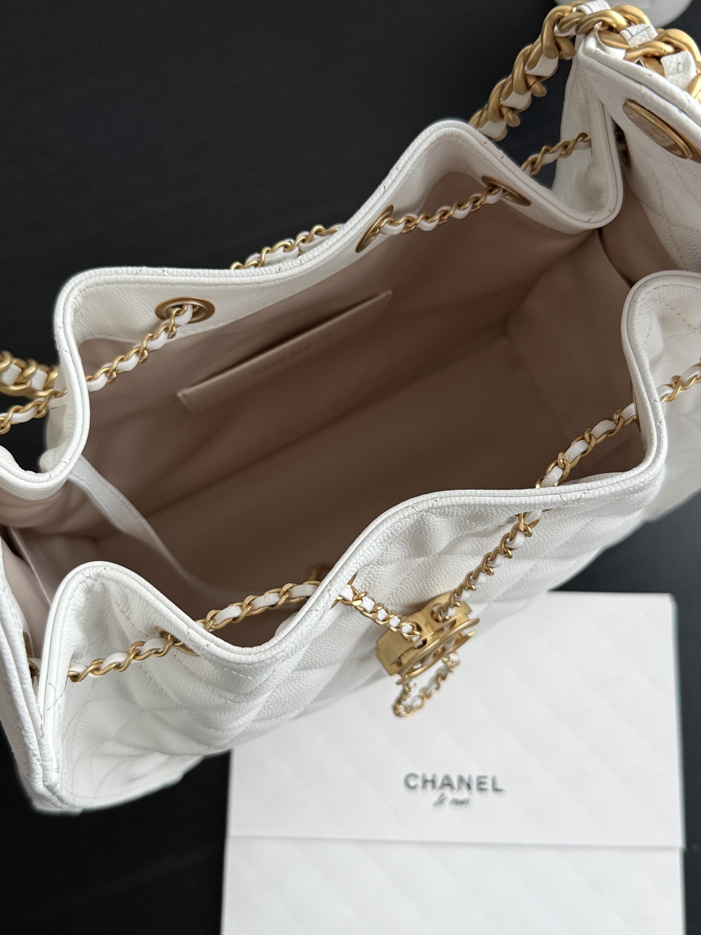 Bagsaaa Ch**el 25 Medium Handbag AS5311 White - 40cm