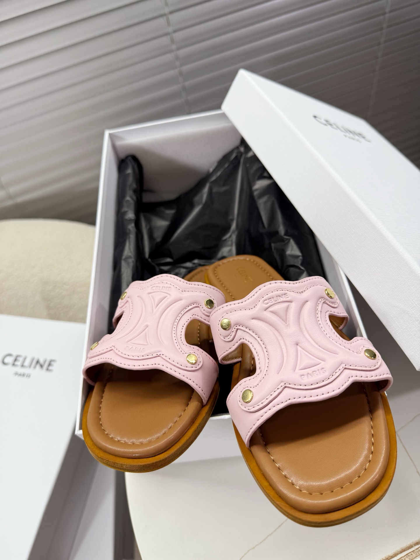 Bagsaaa Ce1i*e Marina Mule In Calfskin Pink